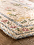 Natural MAISIE floral border jute runner, imported from the UK