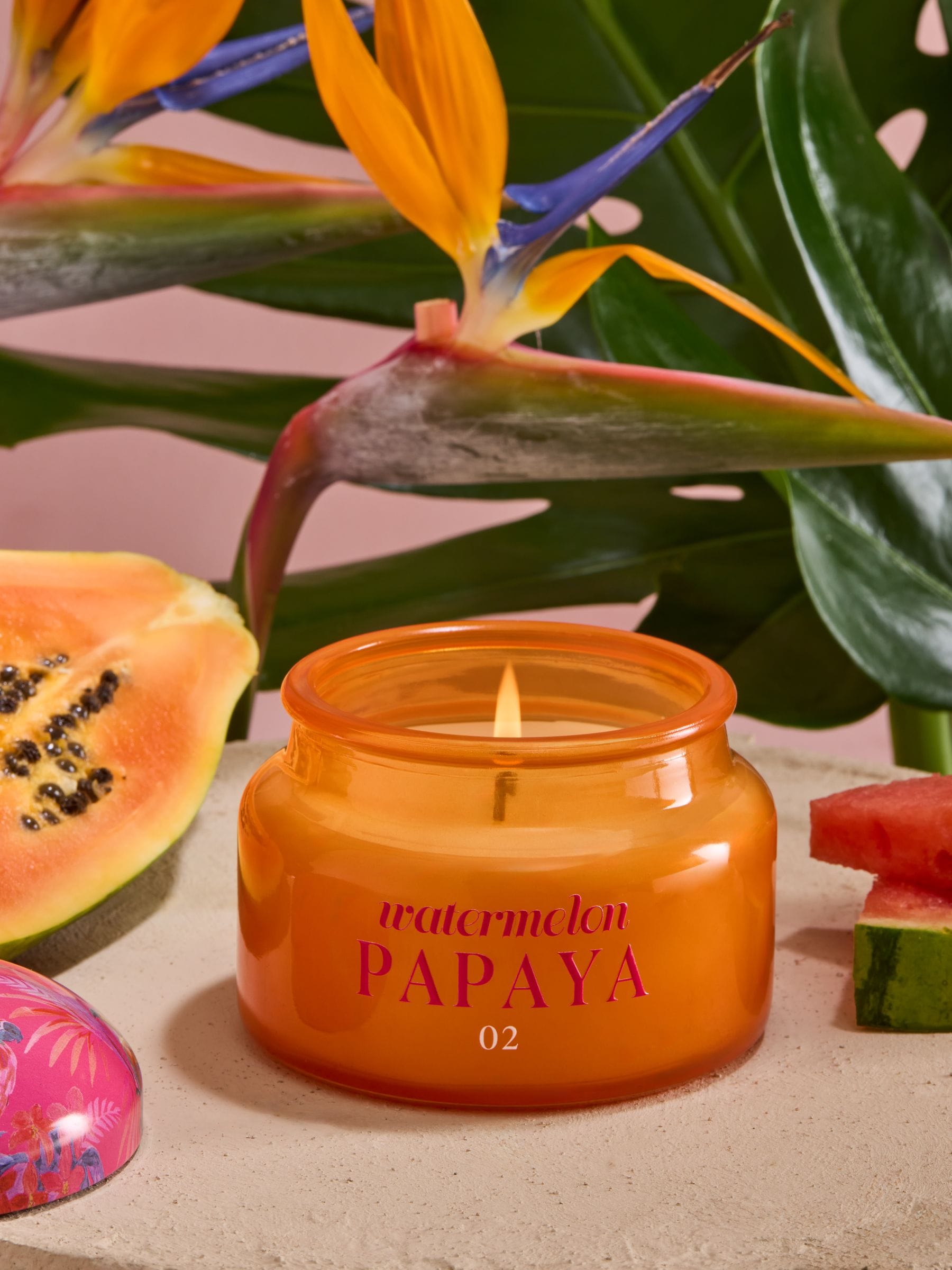 Watermelon Papaya Tropical Floral 1 Wick Candle