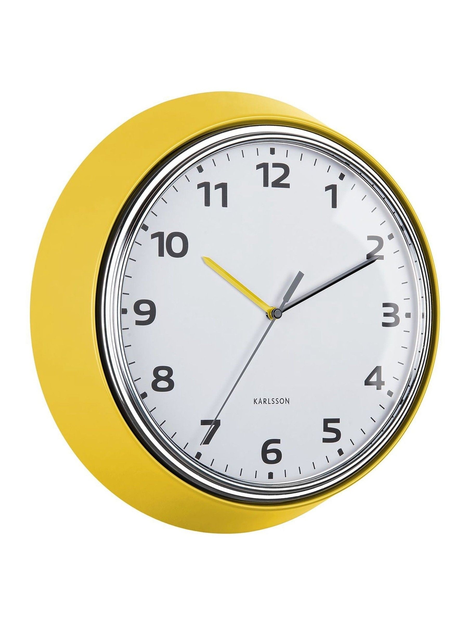 Karlsson Bright Yellow Modern Retro Wall Clock 34 cm, UK version