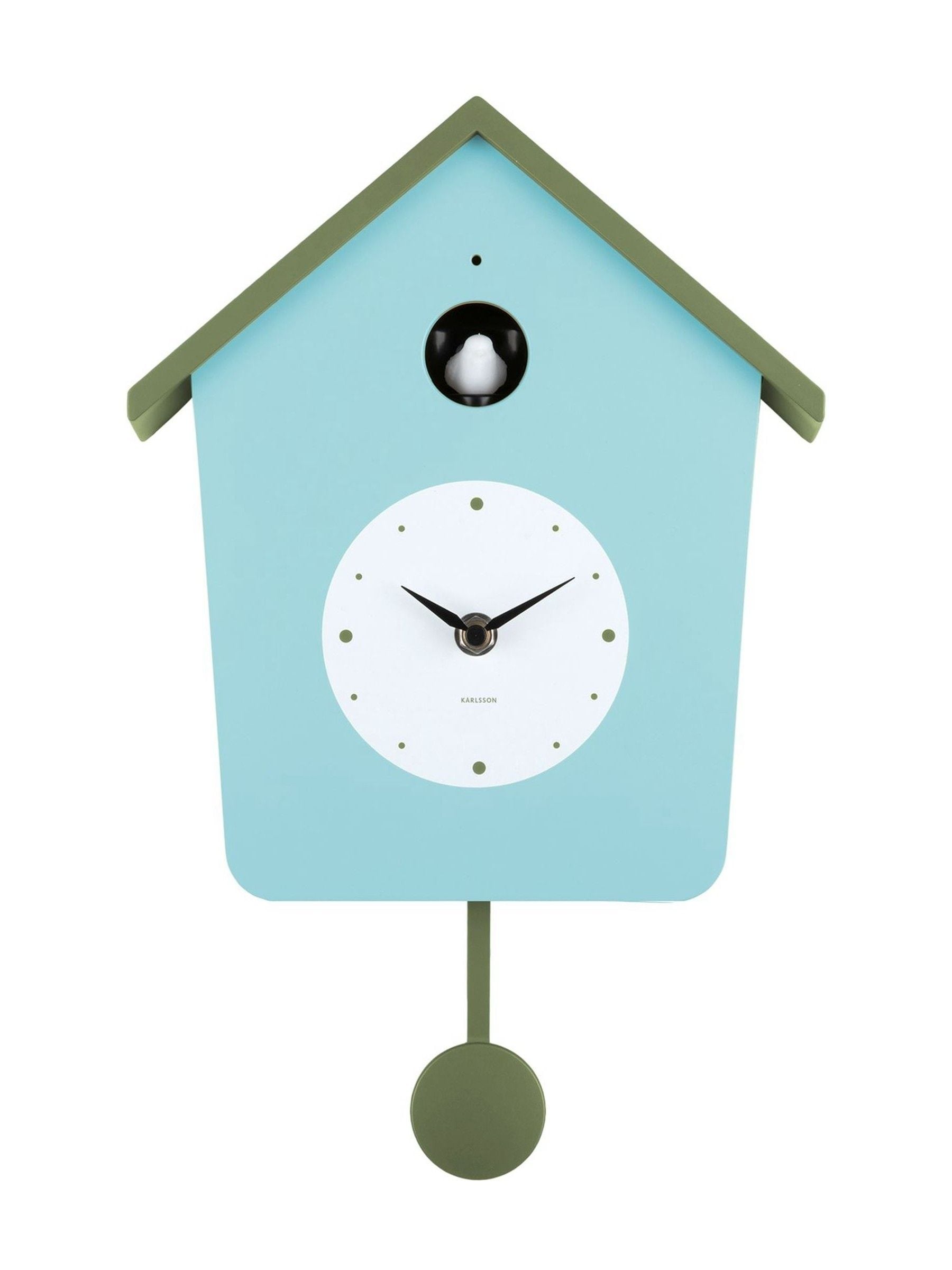 Karlsson Misty Blue Army Green Cuckoo Wall Clock 26.5 x 23 x 10.5 cm, UK version