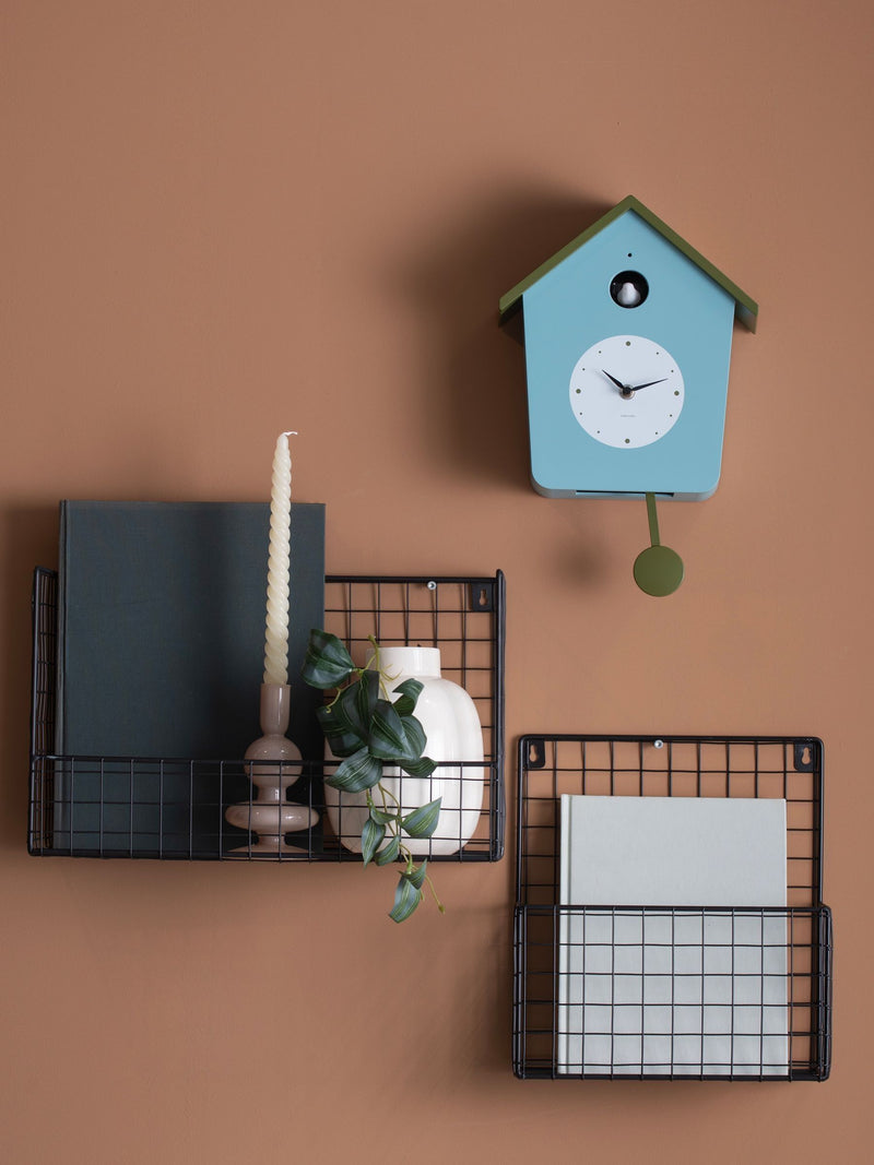 Karlsson Misty Blue Army Green Cuckoo Wall Clock 26.5 x 23 x 10.5 cm, UK version