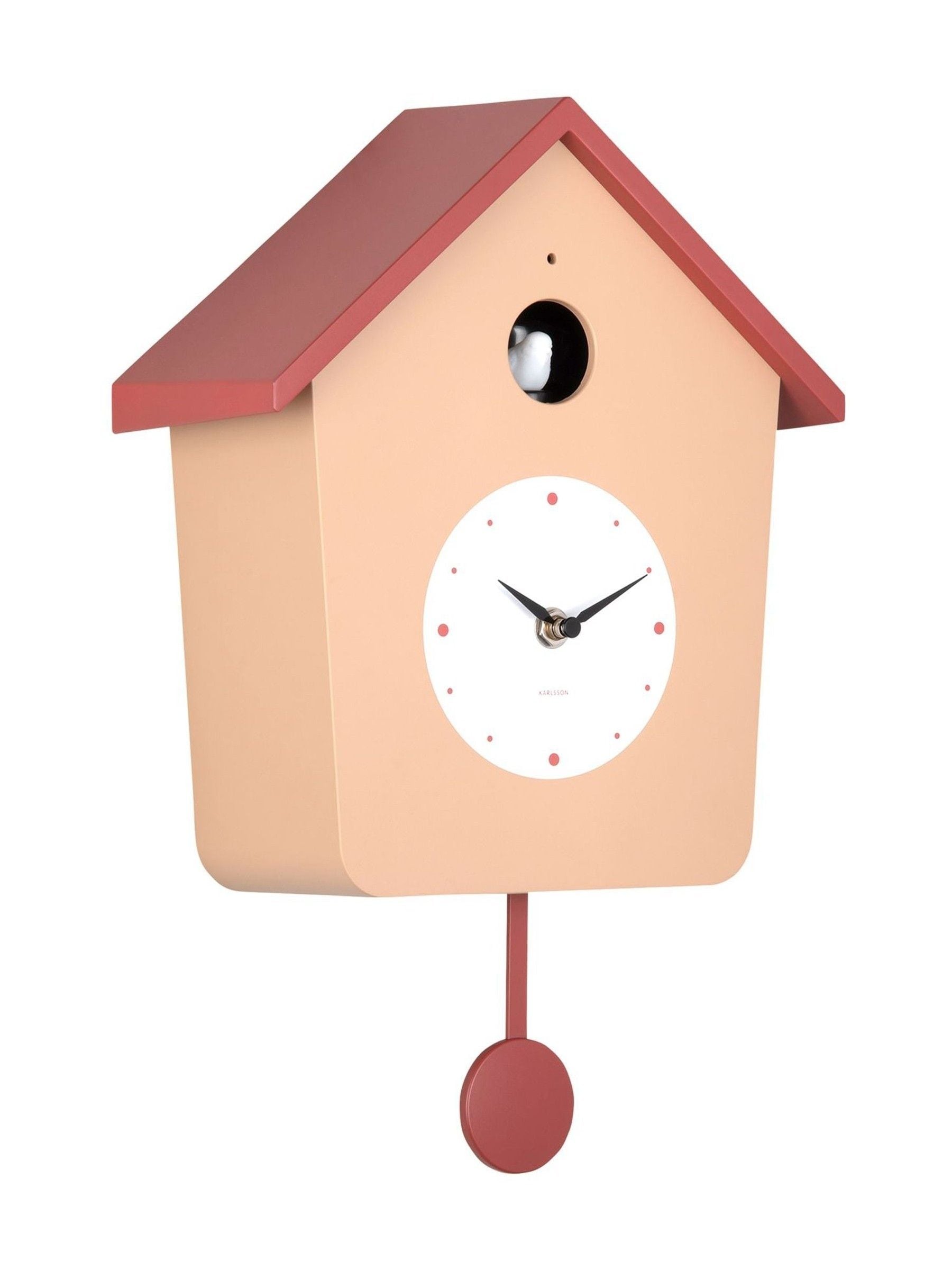 Karlsson soft brown red ochre cuckoo wall clock, UK version