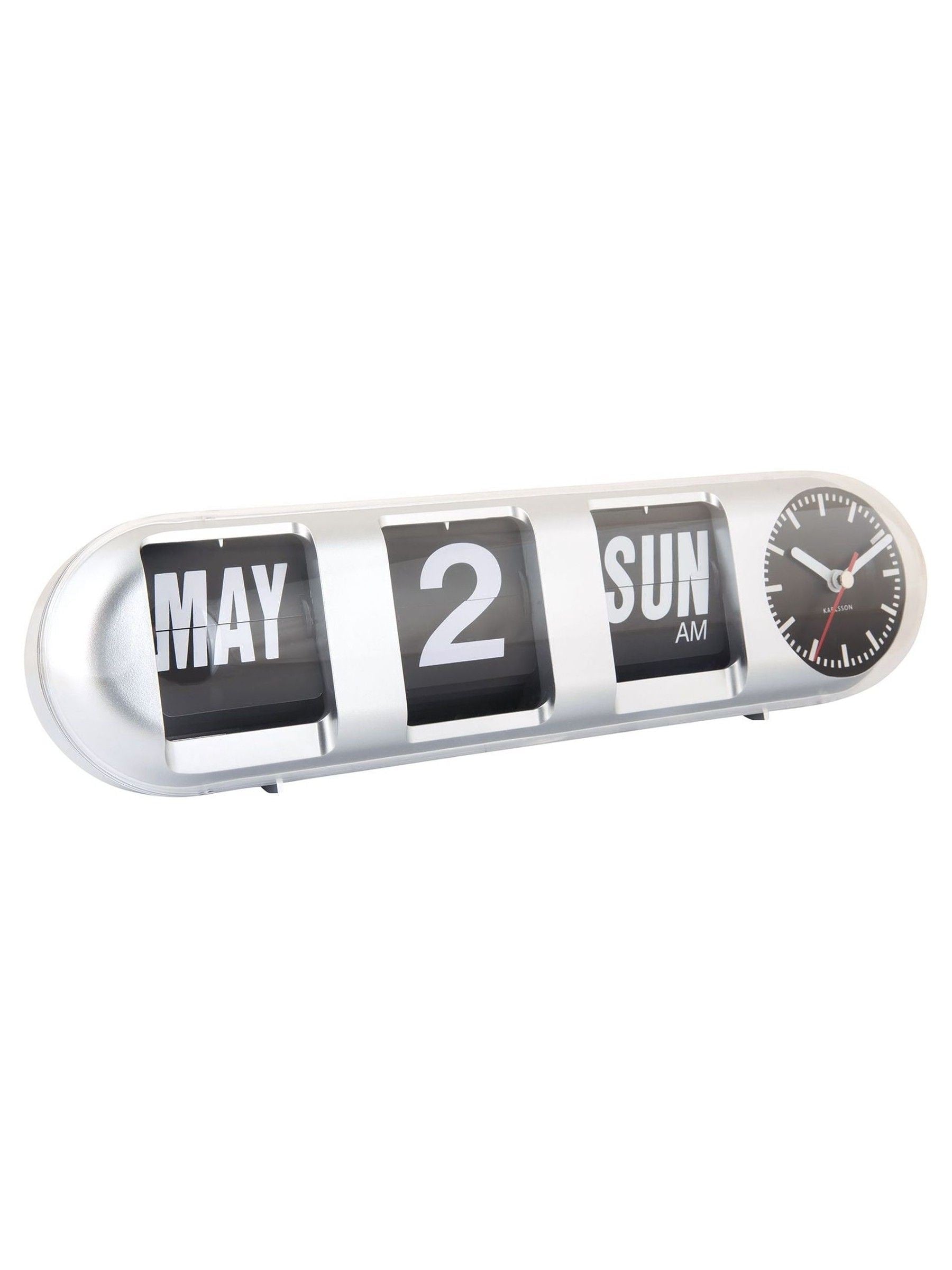 Karlsson Silver Tube Flip Wall Clock, UK version
