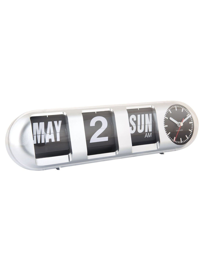 Karlsson Silver Tube Flip Wall Clock, UK version