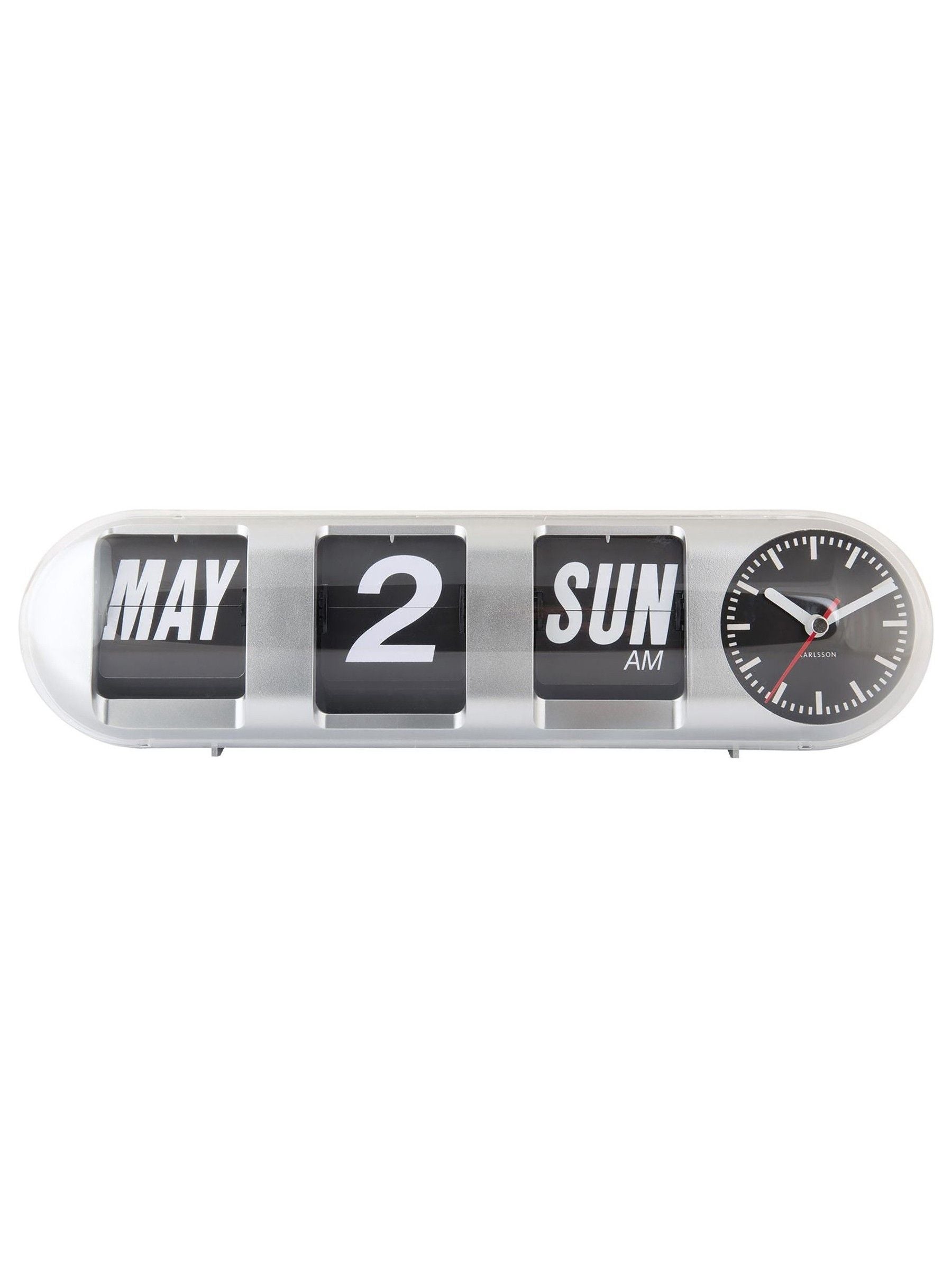 Karlsson Silver Tube Flip Wall Clock, UK version