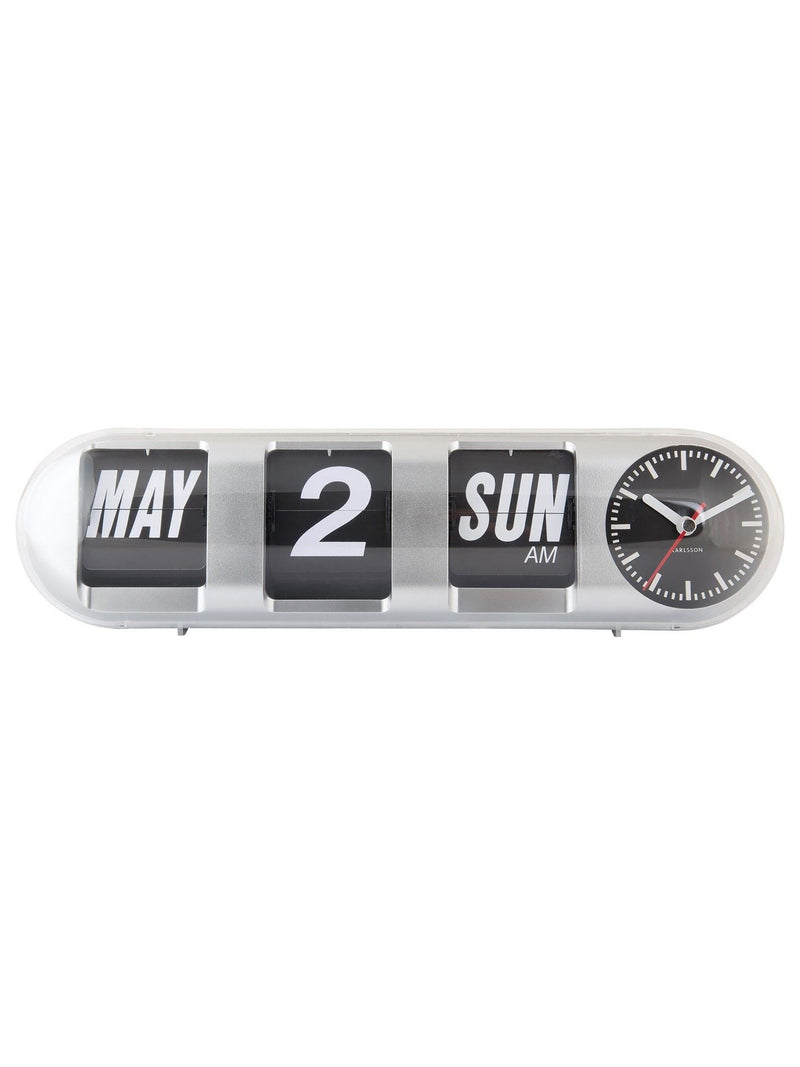 Karlsson Silver Tube Flip Wall Clock, UK version
