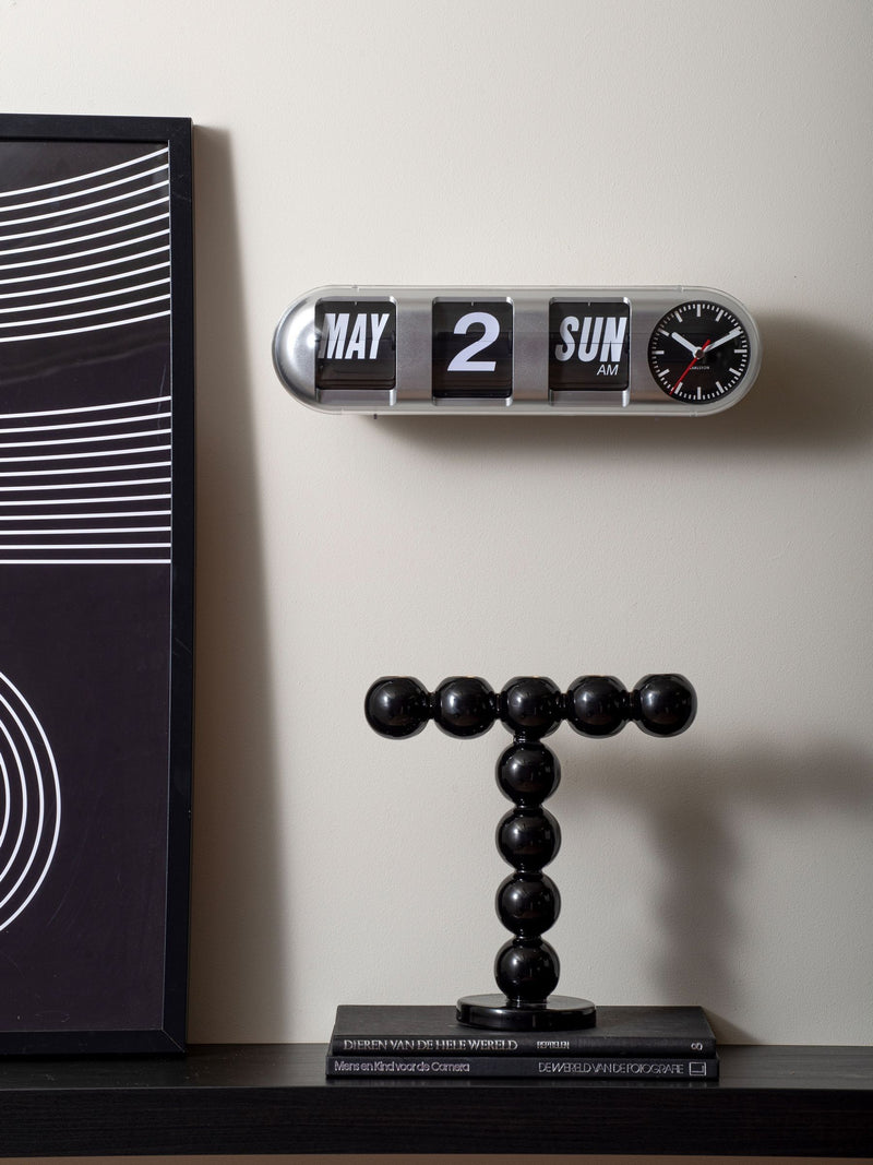 Karlsson Silver Tube Flip Wall Clock, UK version