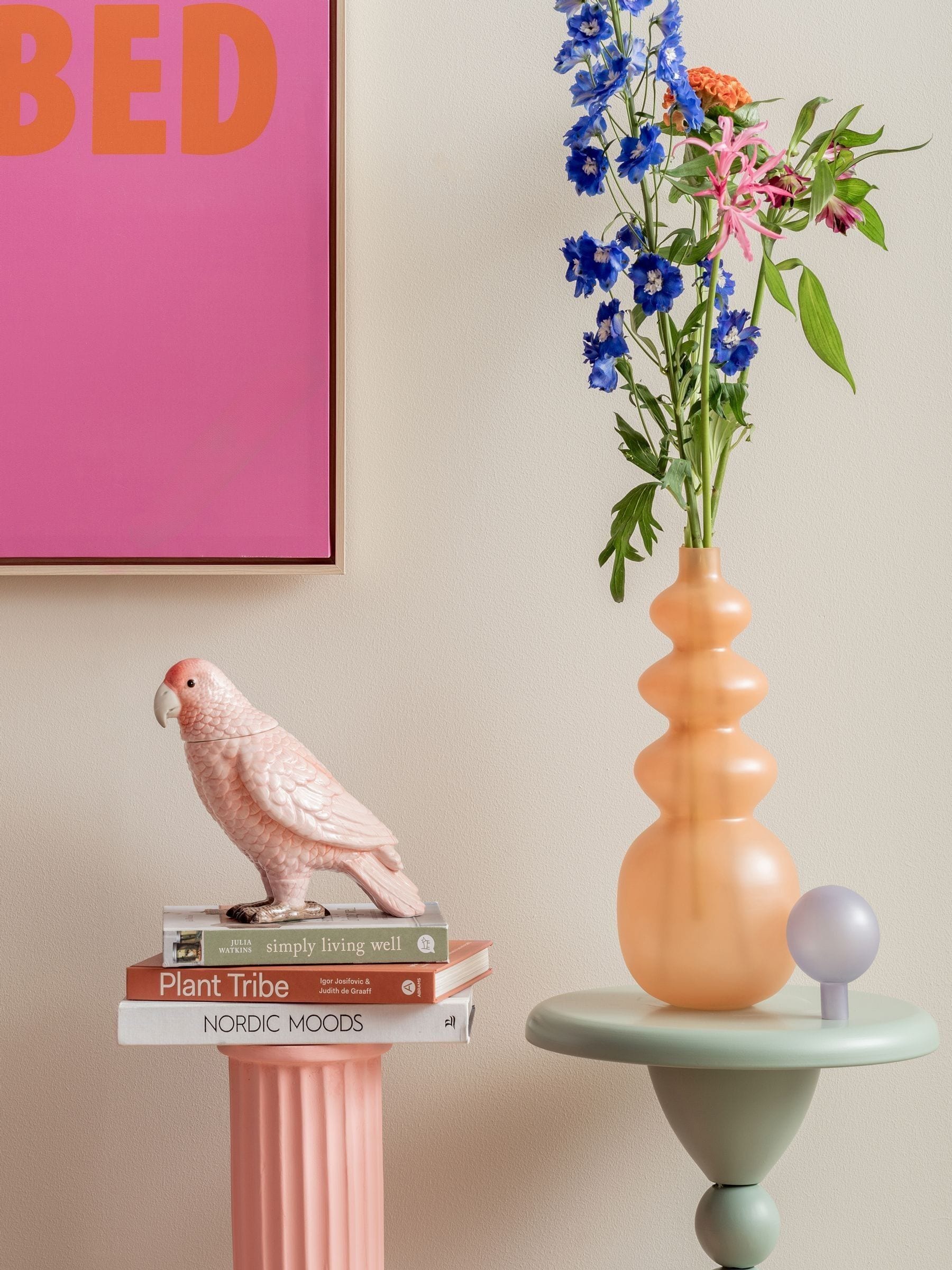 Present Time soft pink bird storage jar 20.5cm (British brand)