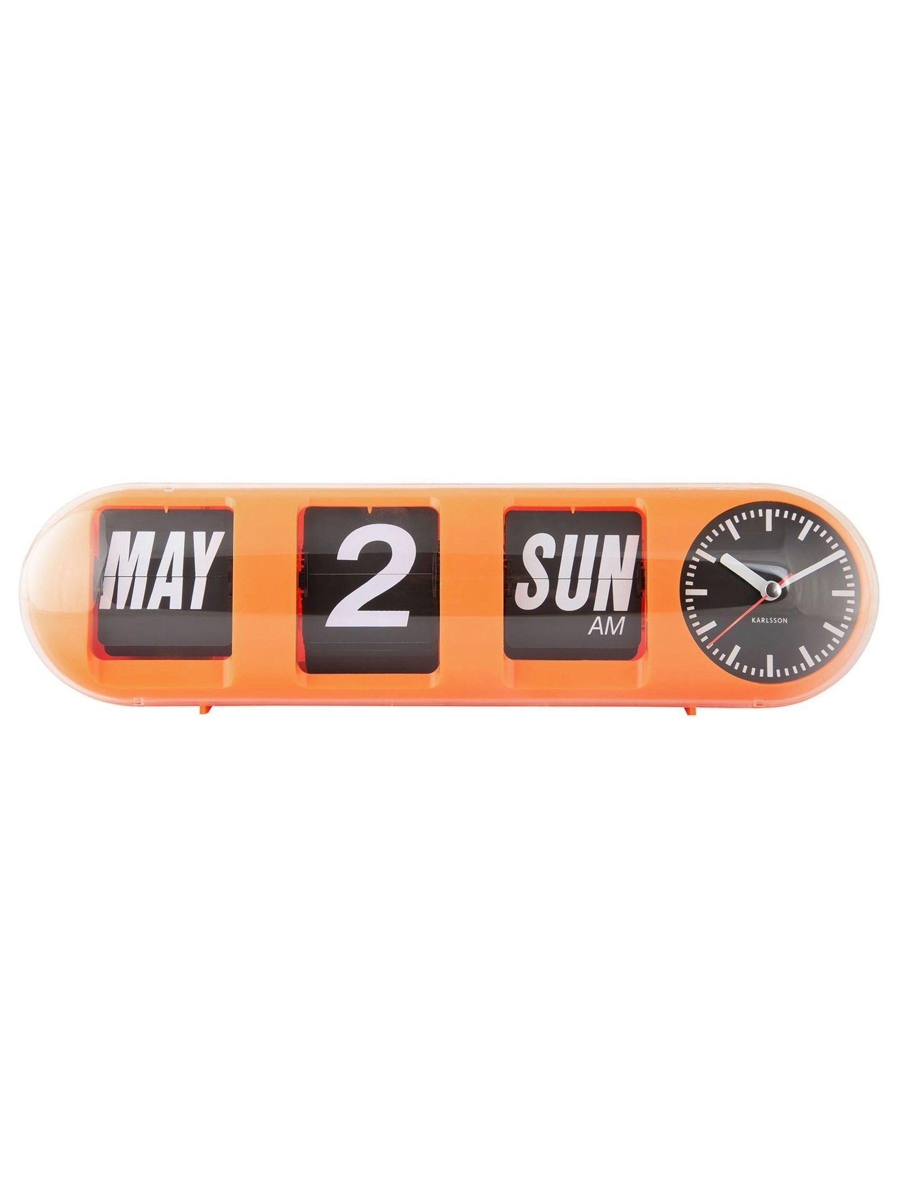 Karlsson Orange Tube Flip wall clock, imported from the UK