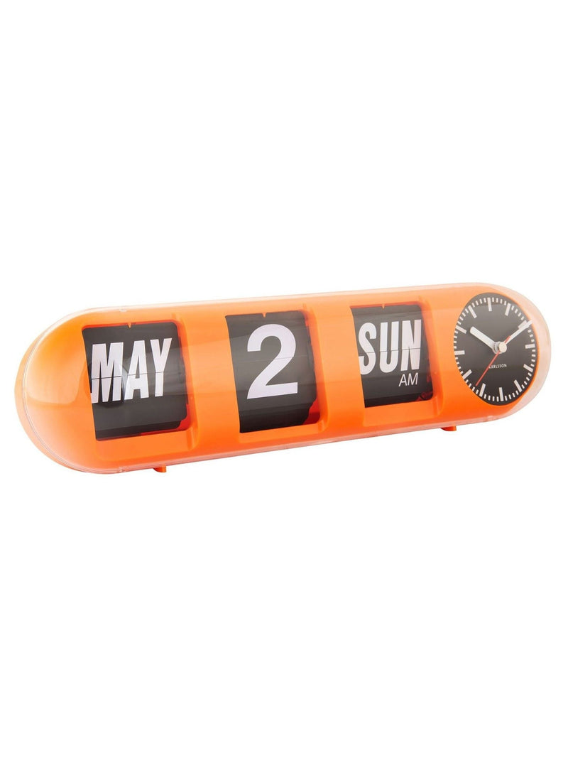 Karlsson Orange Tube Flip wall clock, imported from the UK