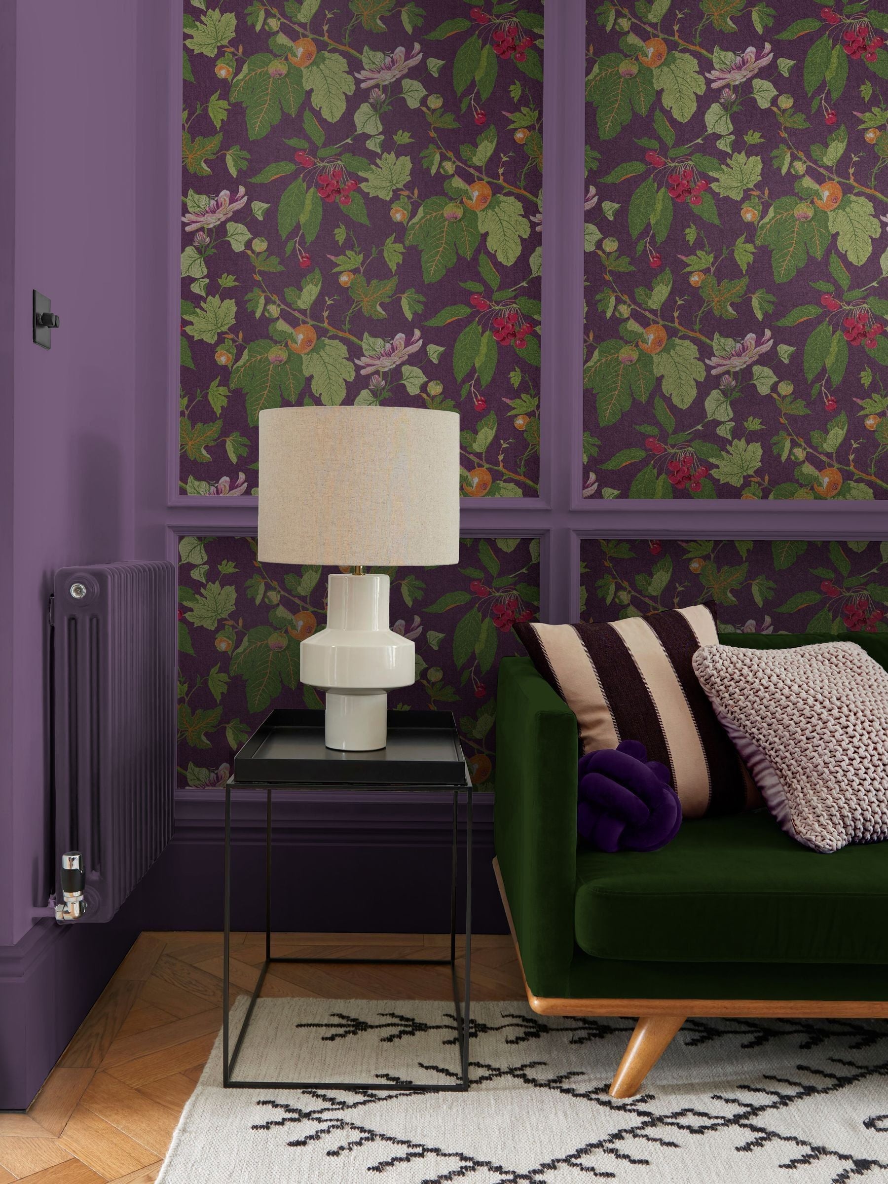 Graham & Brown Plum Craftwork Trail wallpaper sample A4, UK version