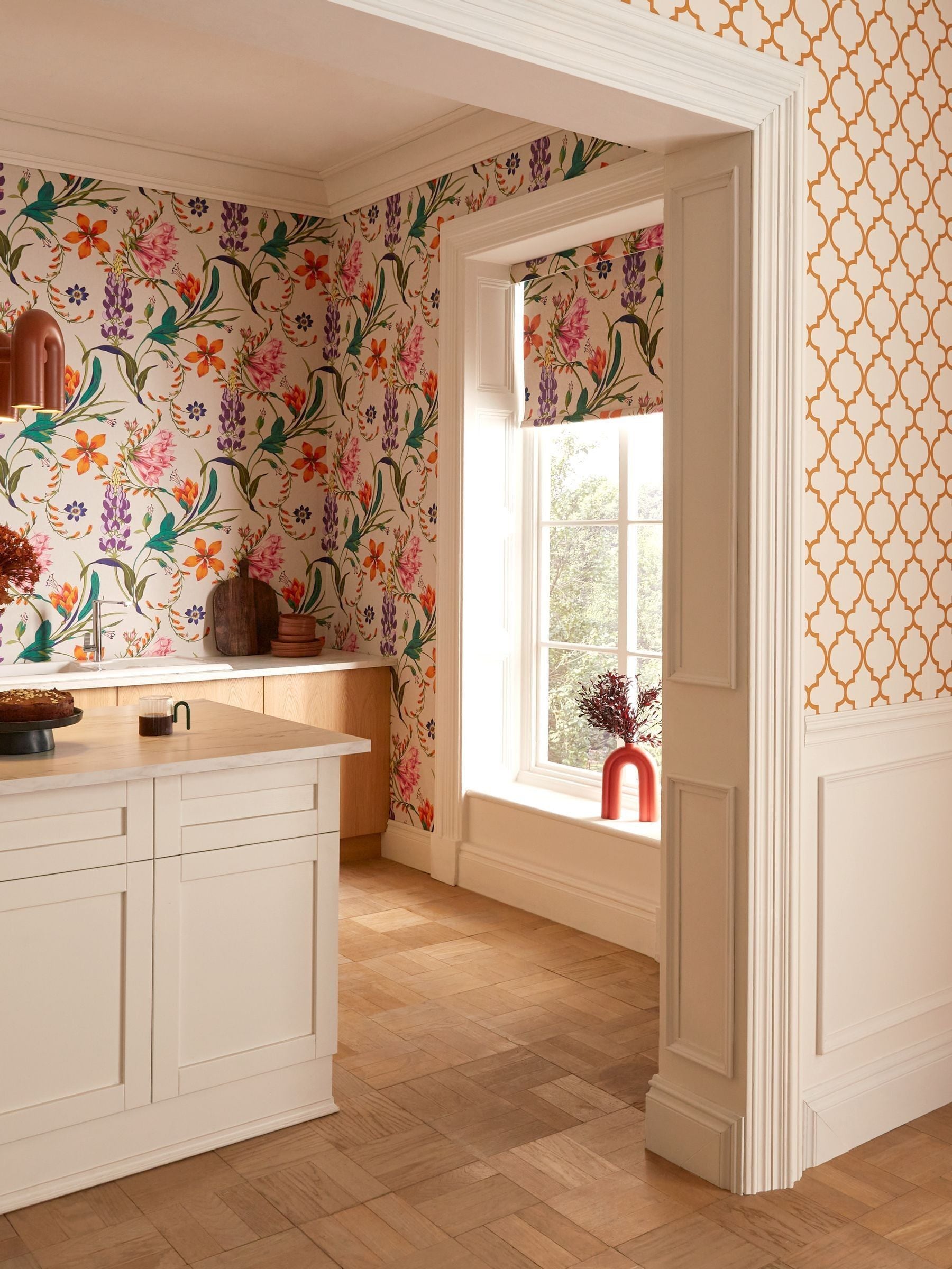 Graham & Brown Duck Egg Botanists Scroll Wallpaper Sample