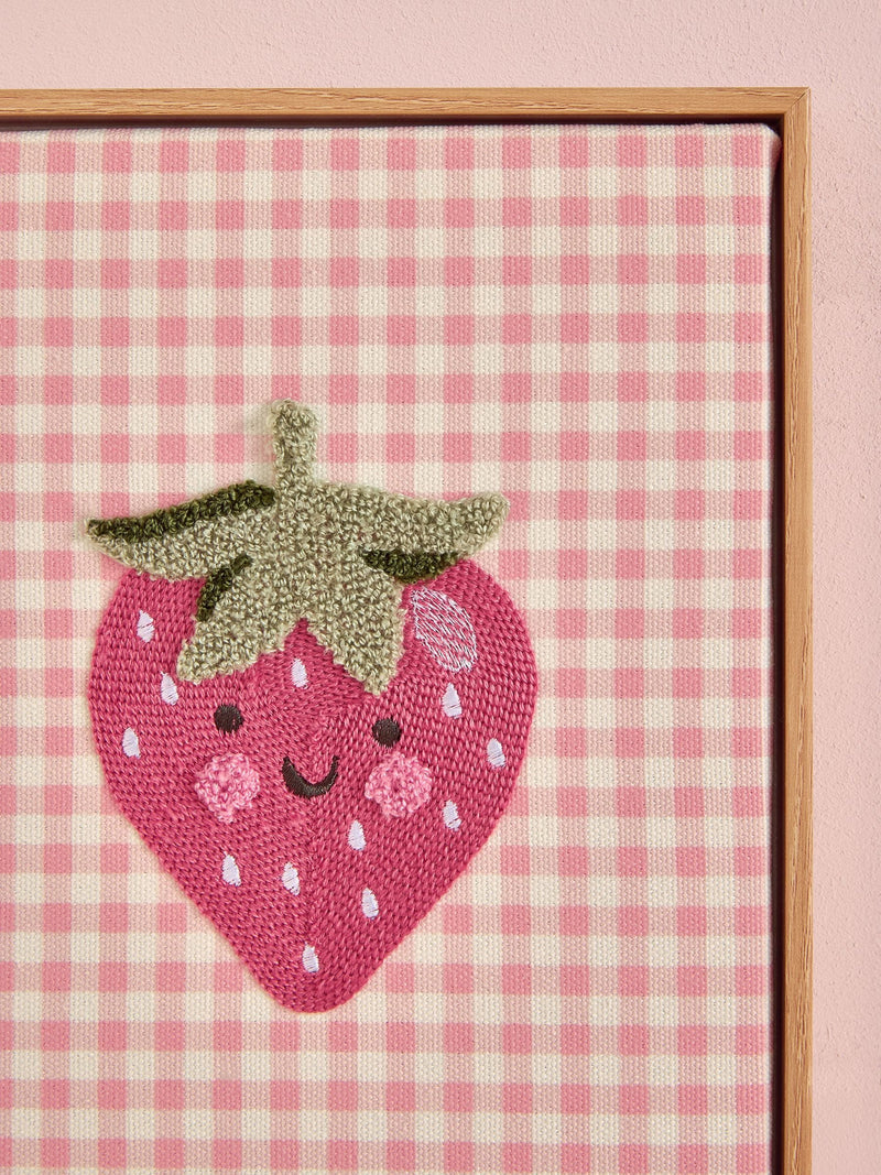 Jojo Maman Bébé embroidered fruit wall art set of three pieces 20cm x 25cm, imported from the UK