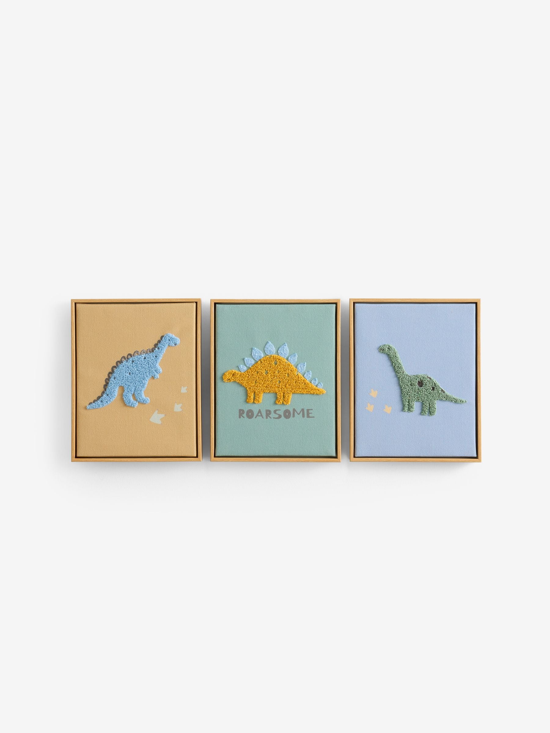Jojo Maman Bébé Set of 3 Dinosaur Embroidered Wall Art