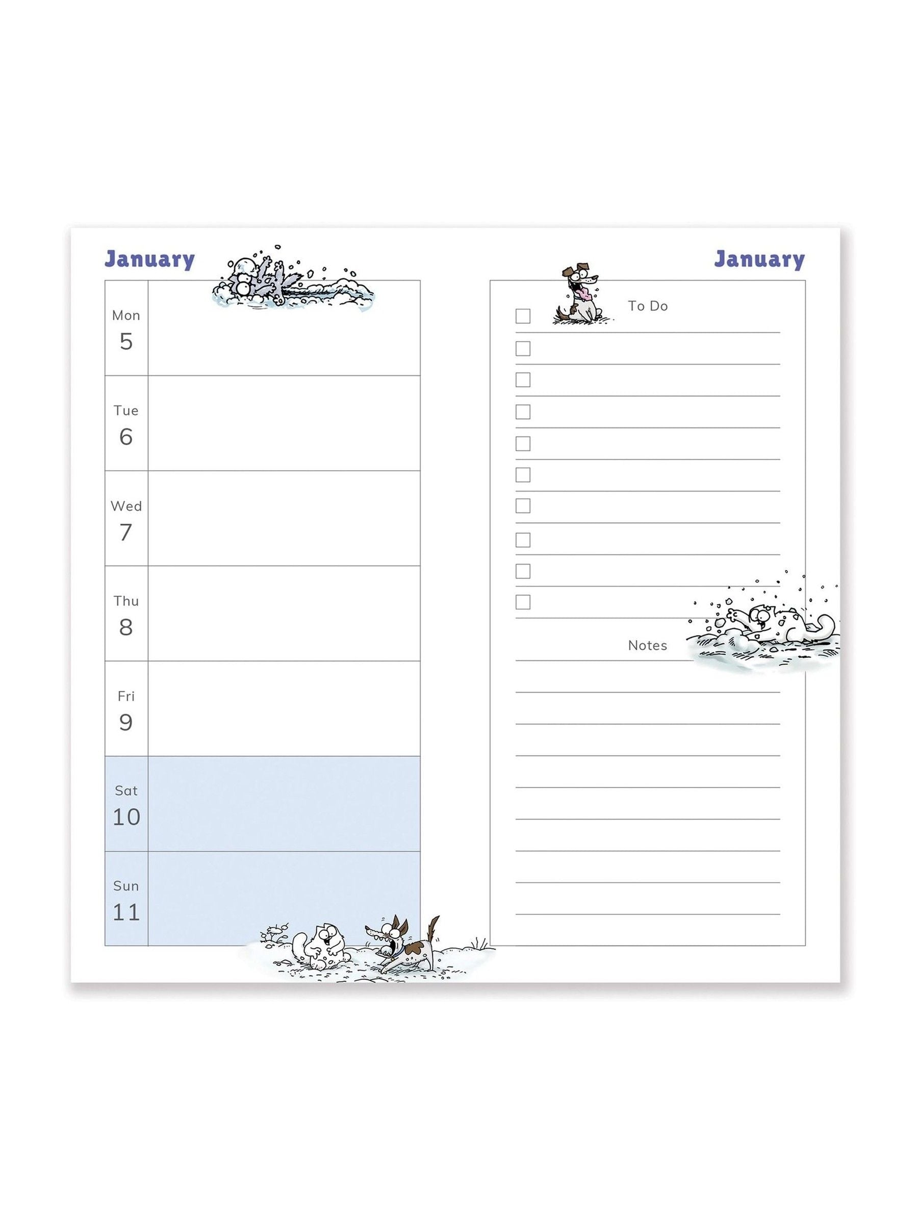 Portico Designs Simon's Cat 2026 calendar diary set, UK version