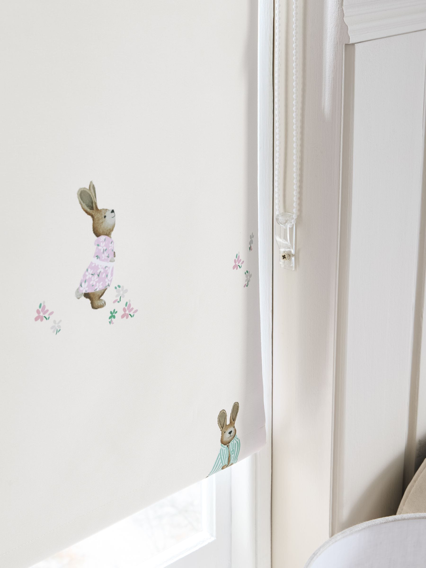 Rosie Rabbit natural blackout roller blinds (British brand)