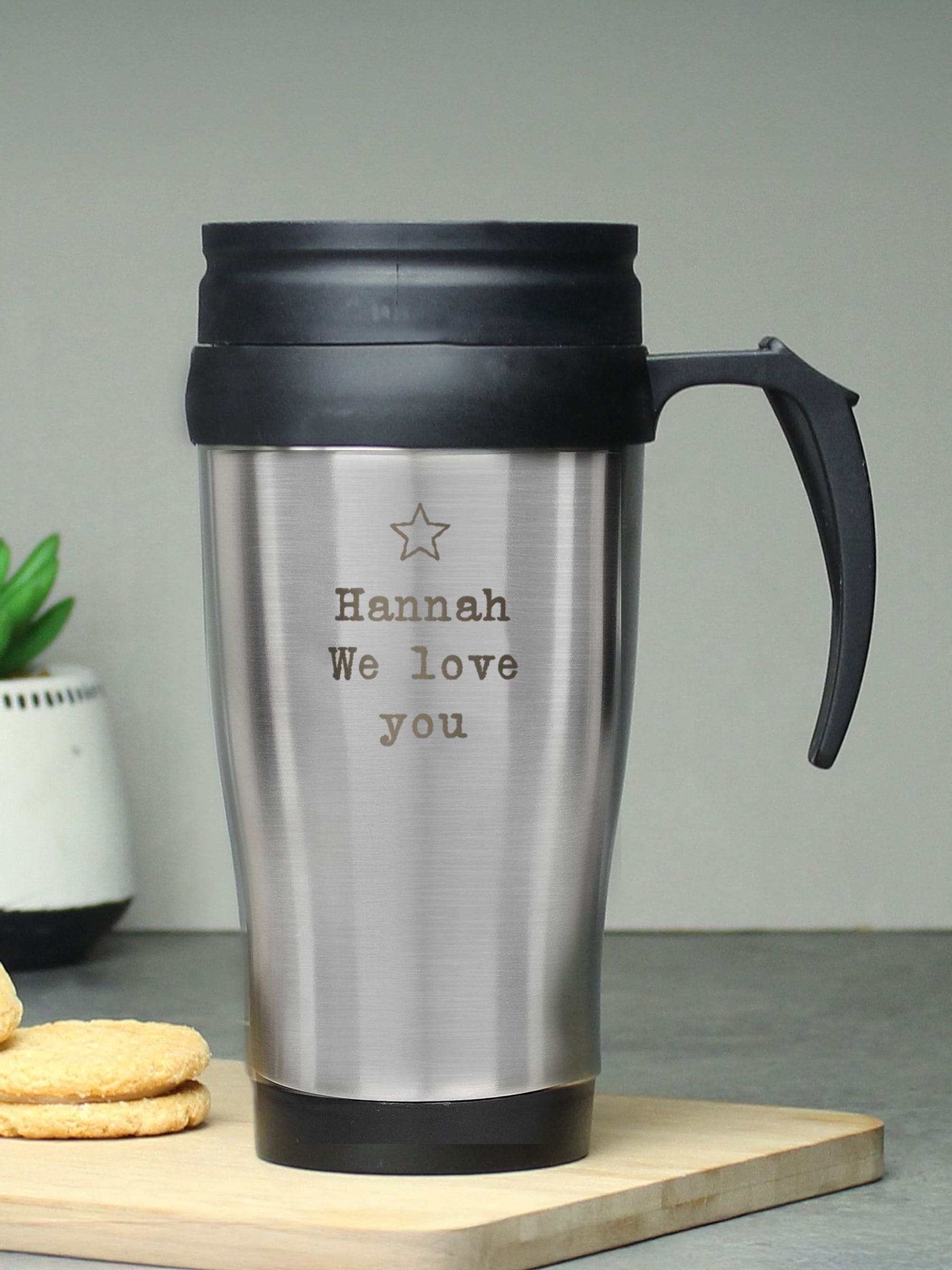 PMC personalised metal travel mug 400ml, imported from the UK