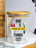 PMC personalised storage jar with wooden lid (British brand)