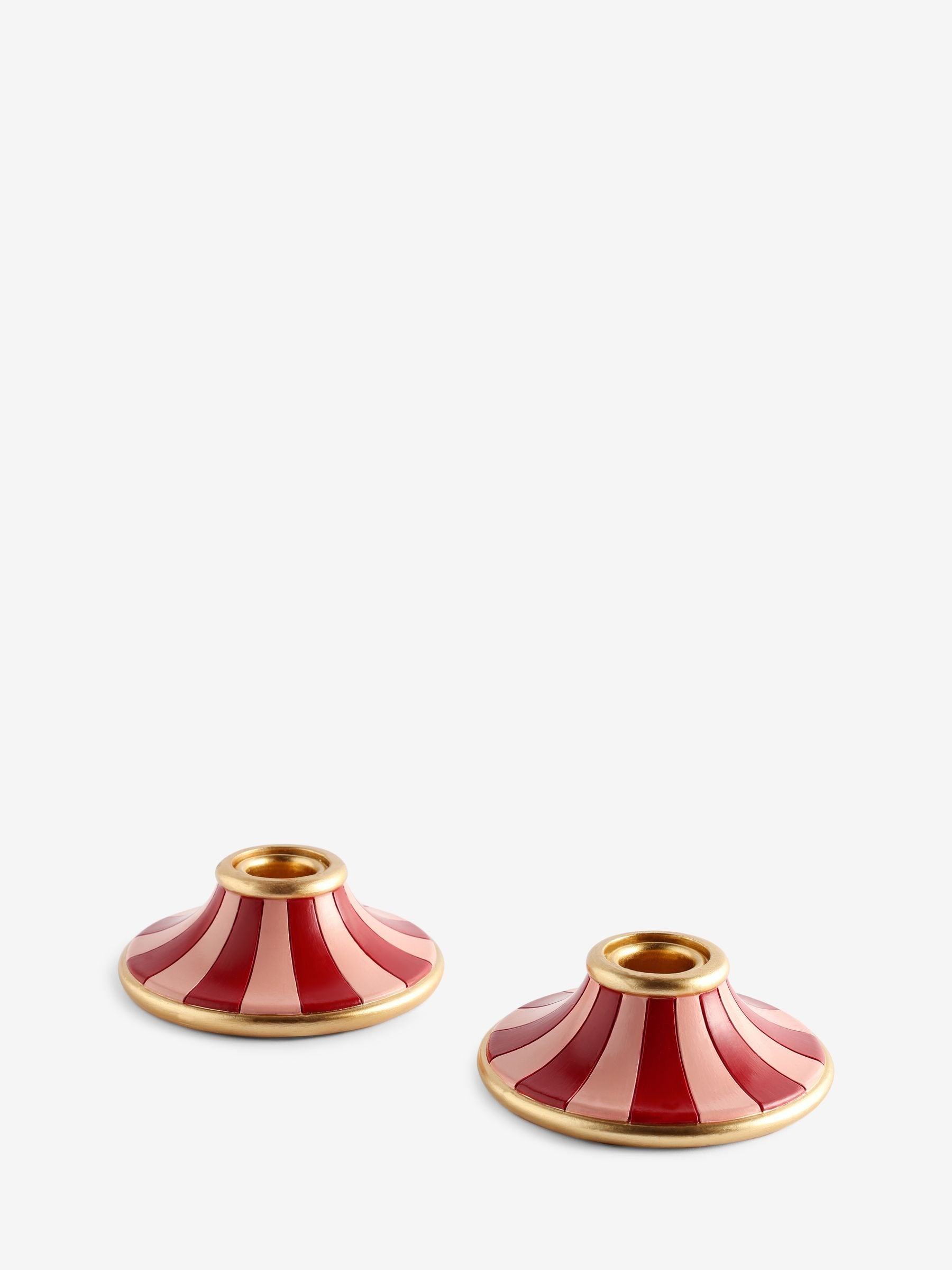 Rockett St George Set of 2 Pink Circus Style Taper Candle Holders