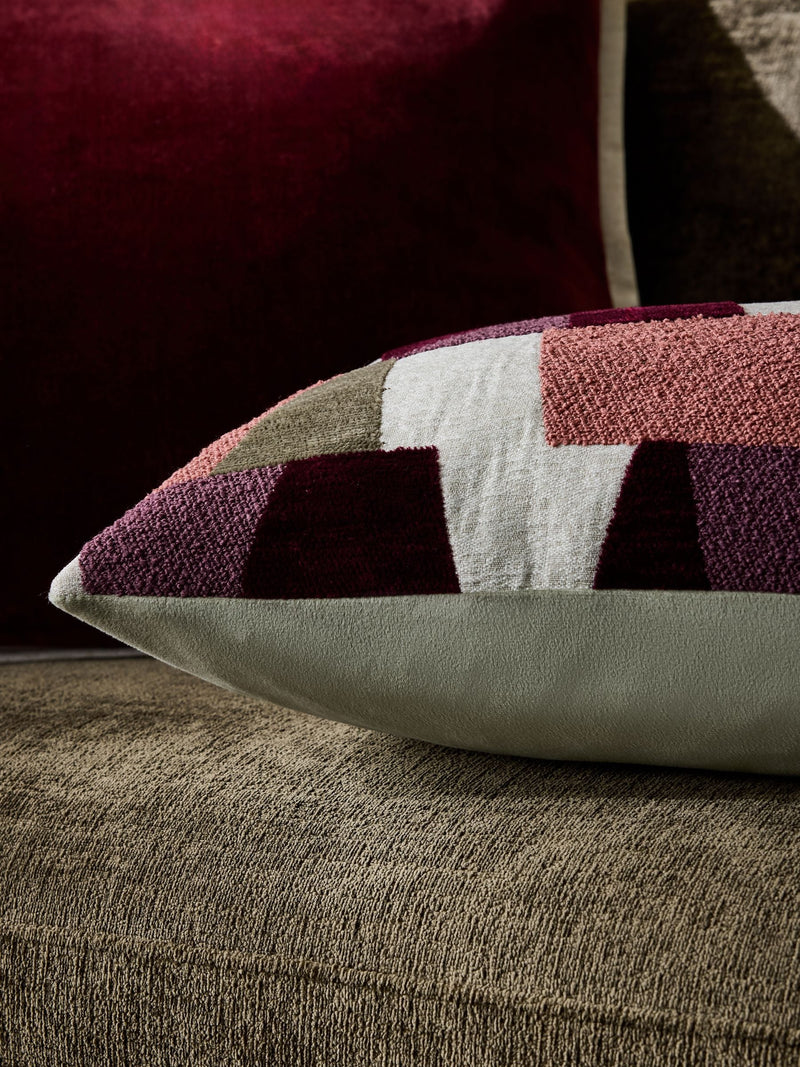 Cushion green cut velvet zig 40x59cm, imported from the UK