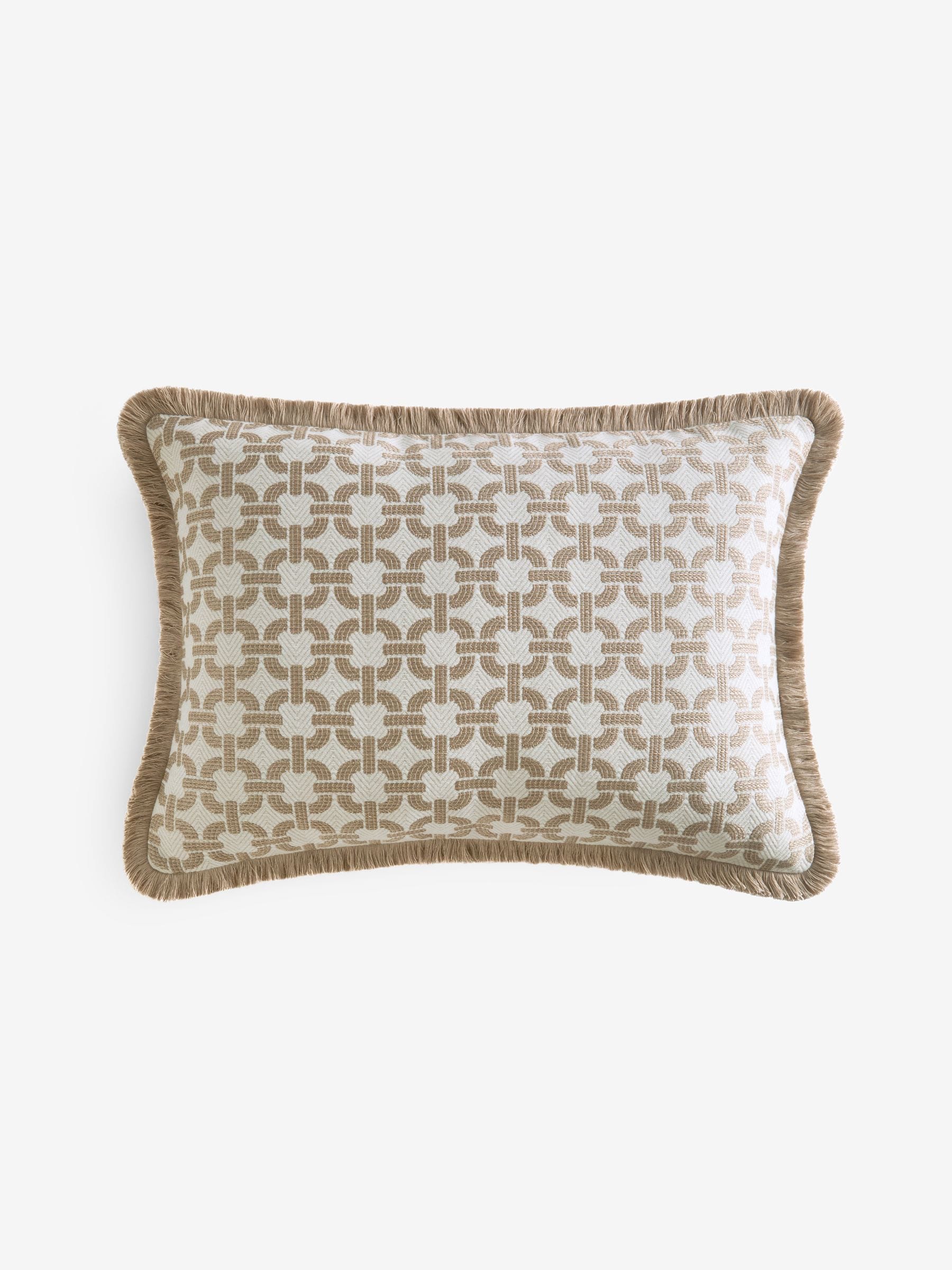 Natural geo fringe cushion 40x59cm, imported from the UK