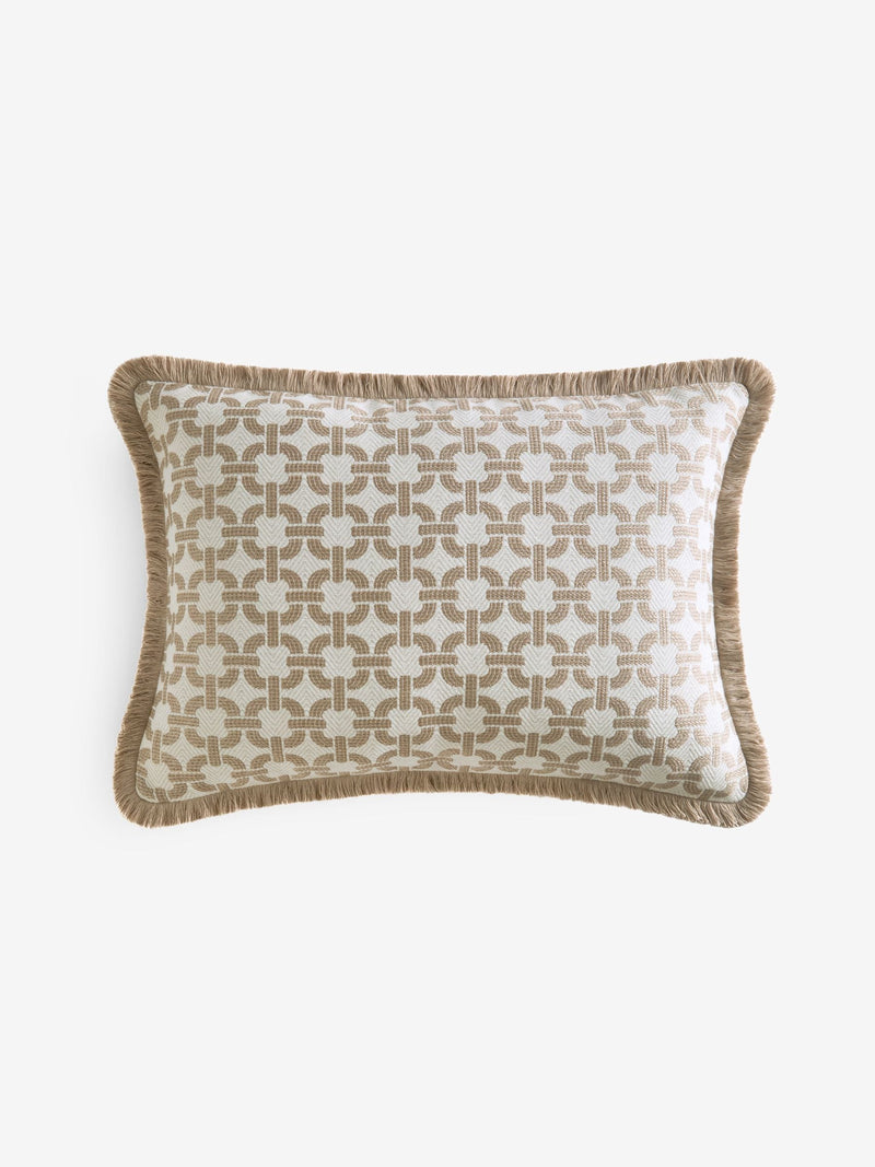 Natural geo fringe cushion 40x59cm, imported from the UK