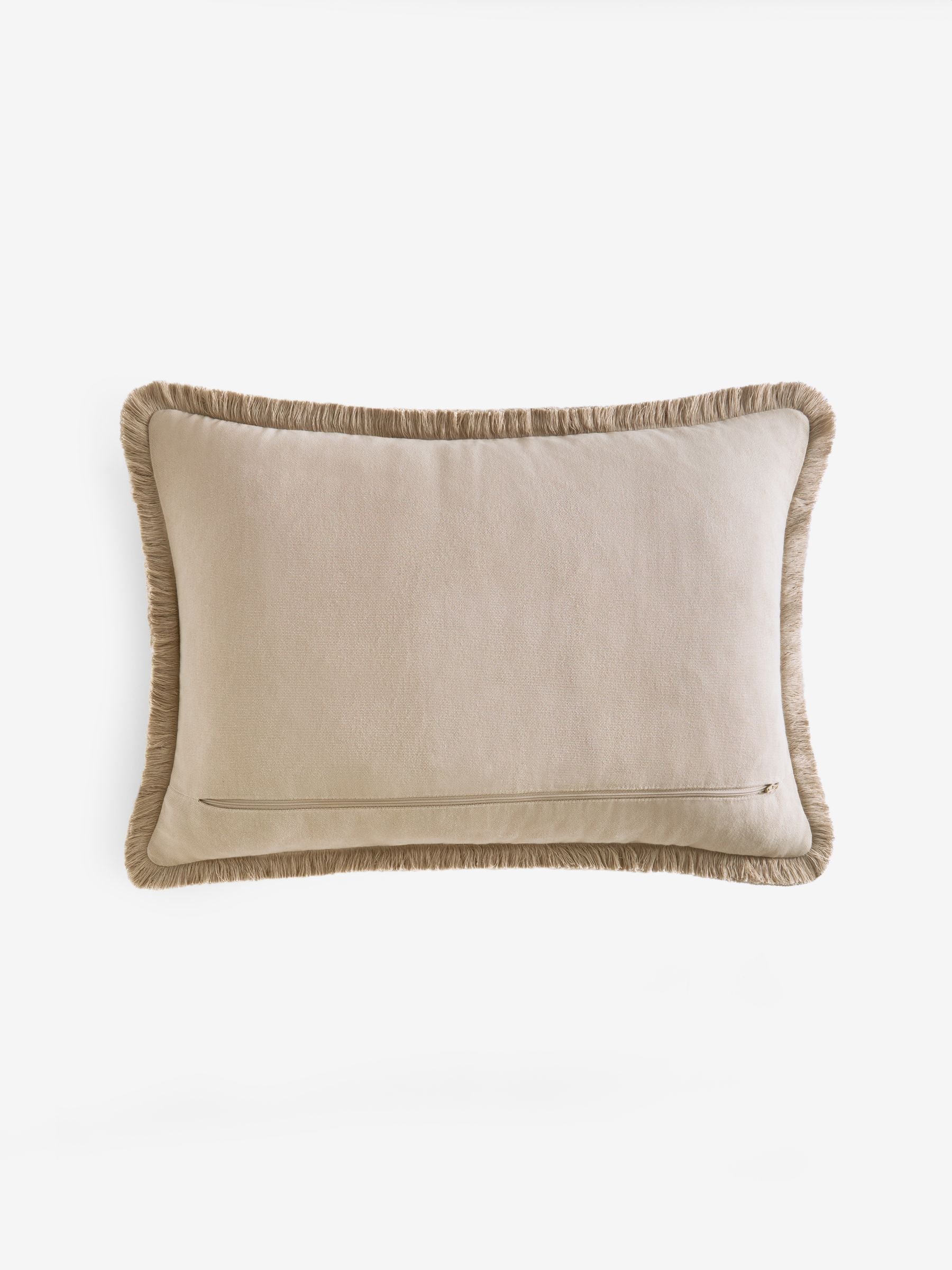 Natural geo fringe cushion 40x59cm, imported from the UK