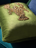 Green velvet embellished lobster cushion 50x30cm (British brand)