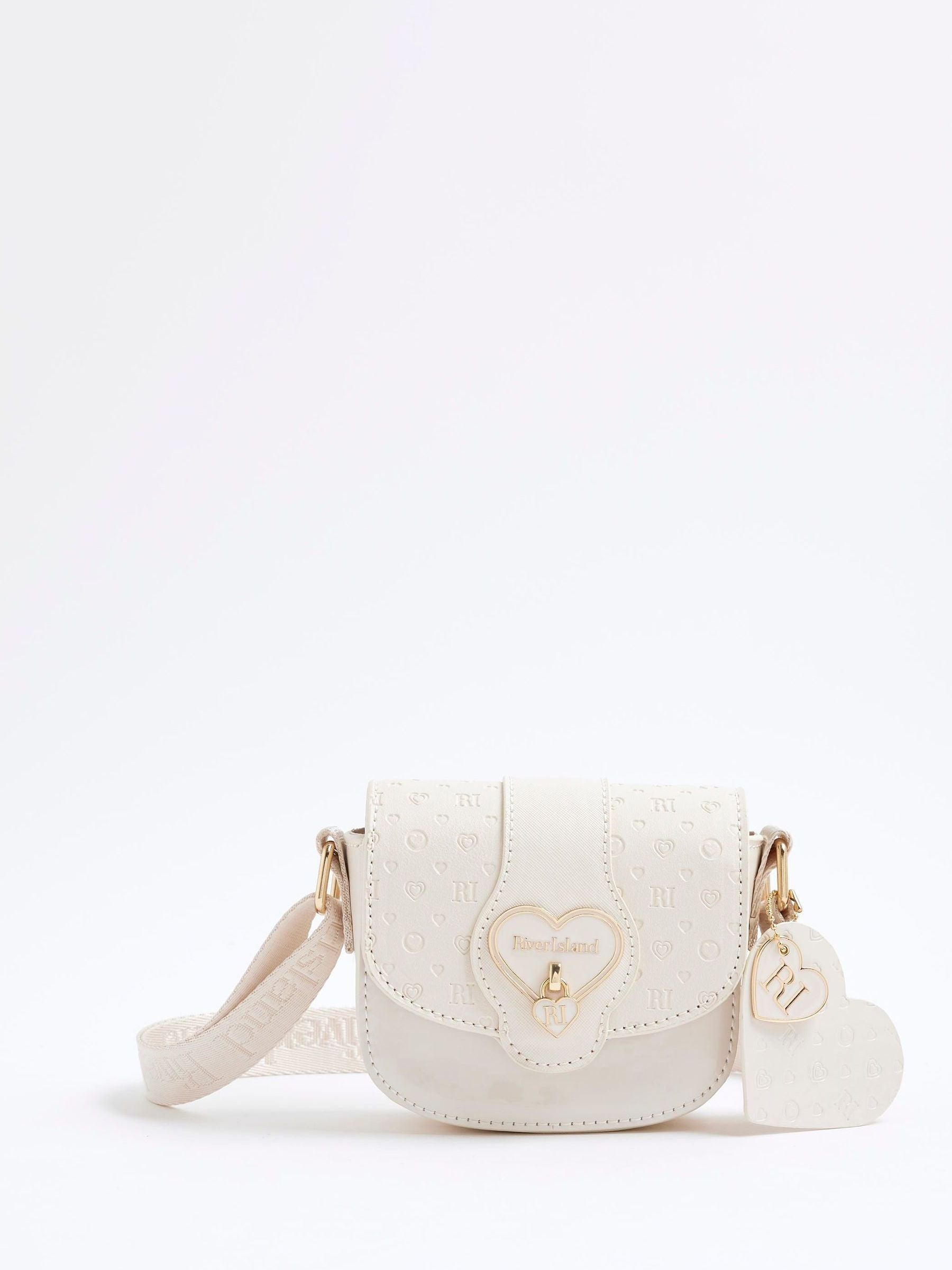 River Island Black Girls Monogram Heartlock Bag