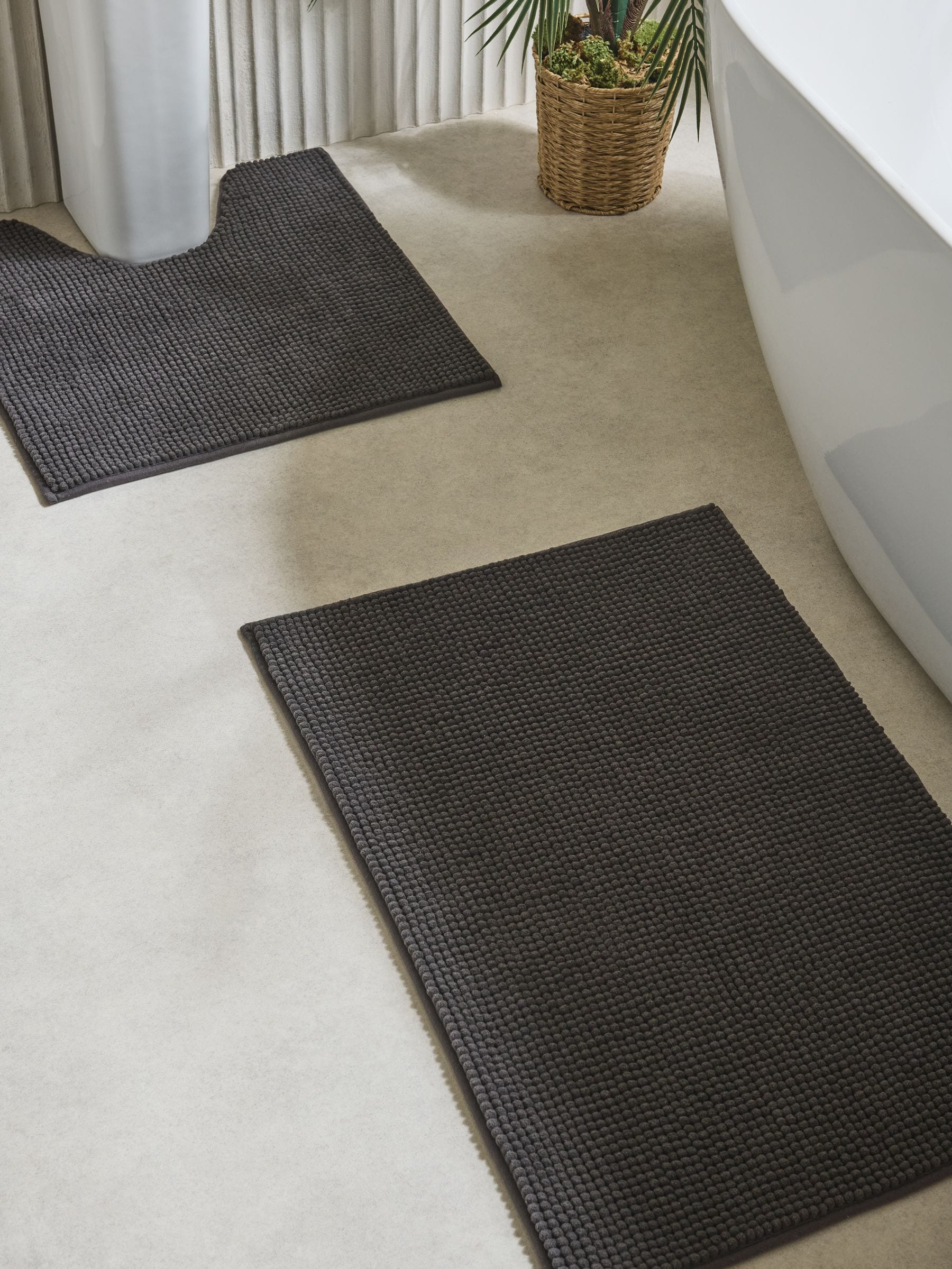 Bobble bath and pedestal mat set charcoal grey - British product