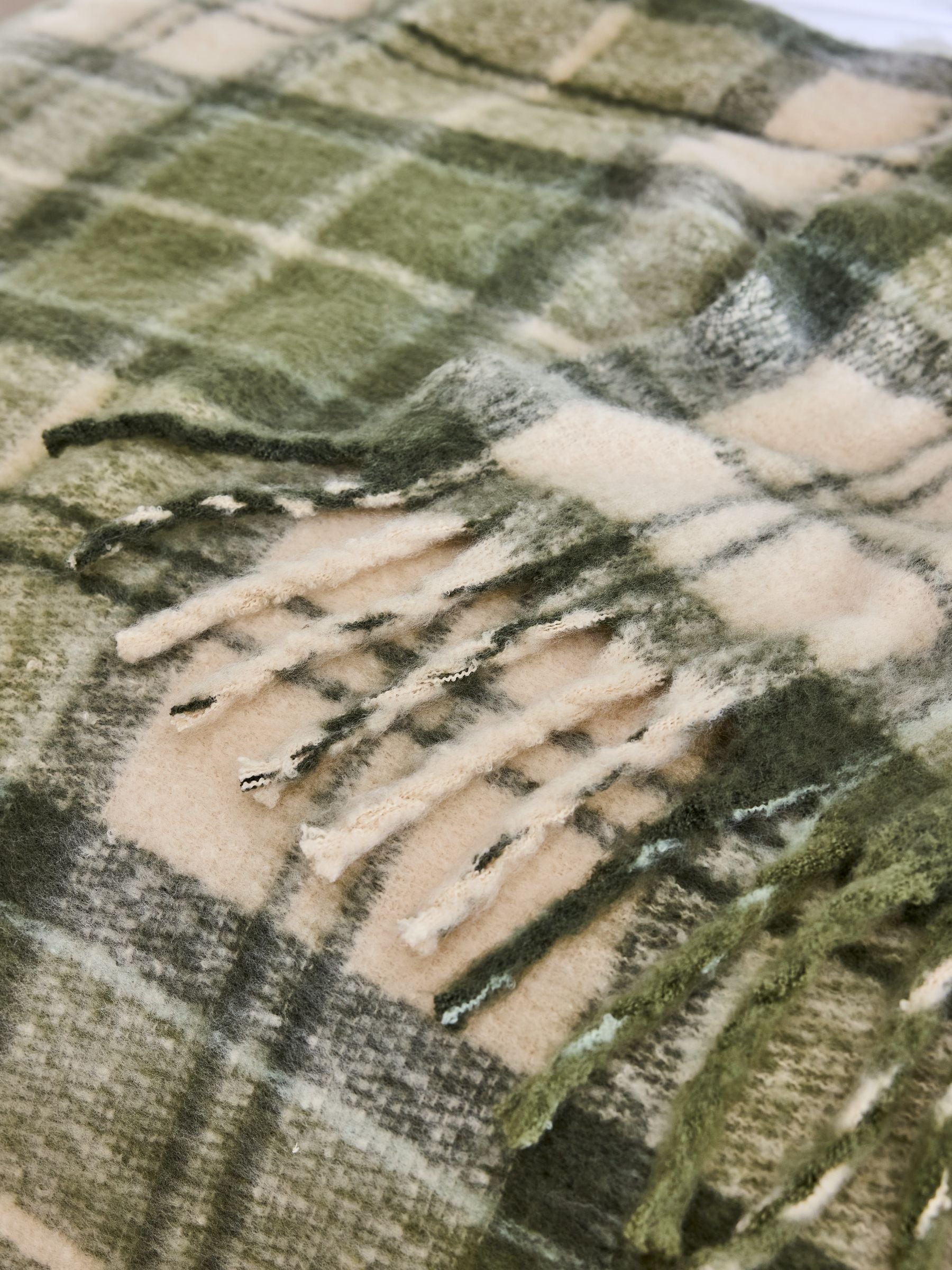 Nina Campbell green check brushed throw 130x180cm - British product