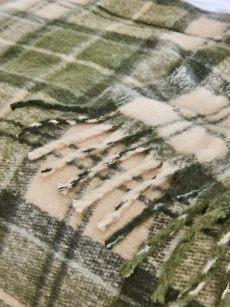 Nina Campbell green check brushed throw 130x180cm - British product