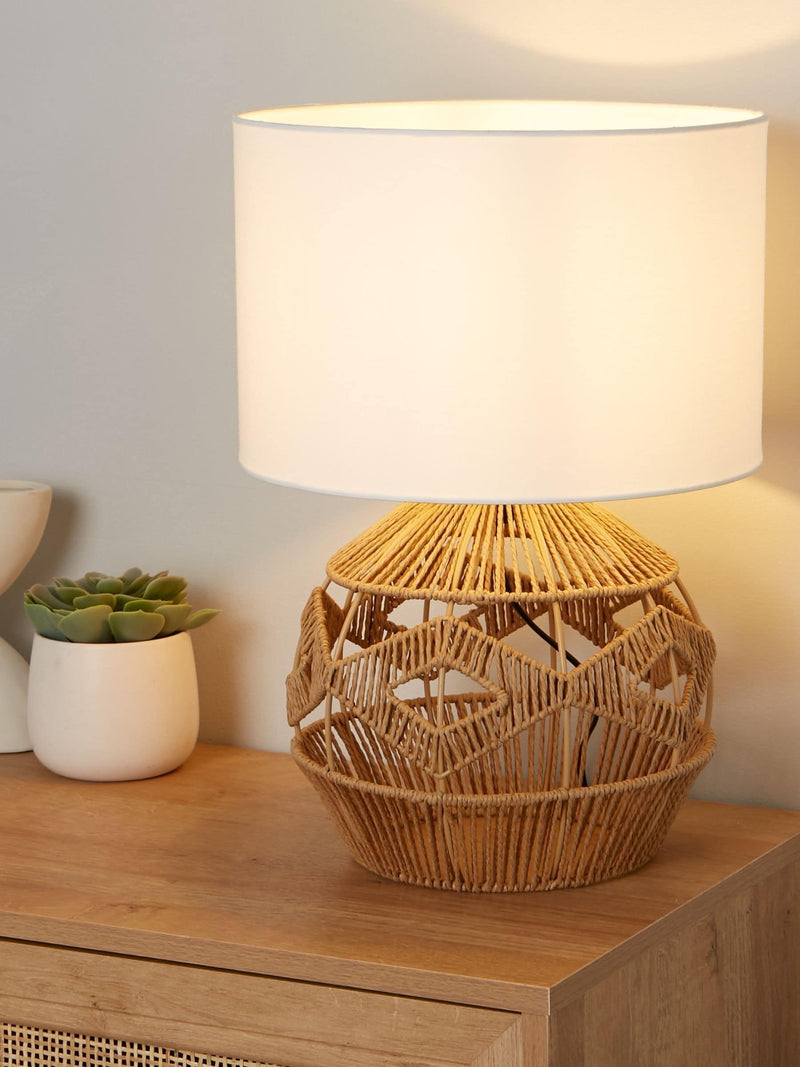 Searchlight Kaia woven table lamp natural white 44cm - British product