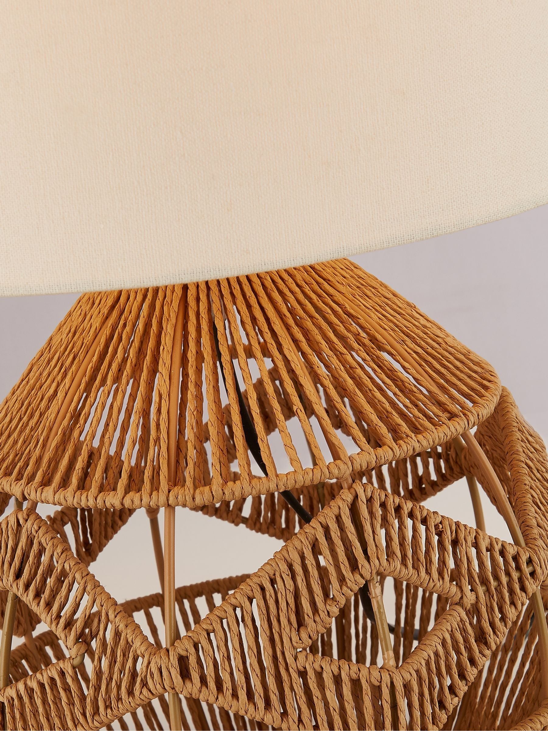 Searchlight Kaia woven table lamp natural white 44cm - British product