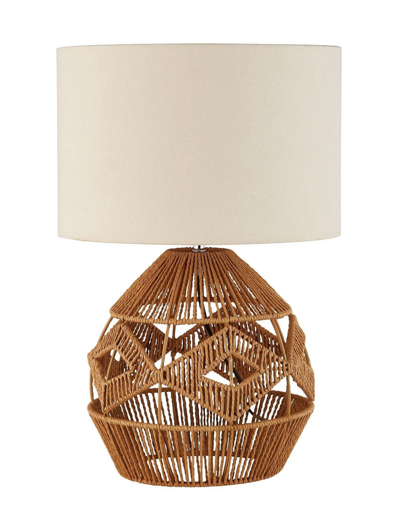 Searchlight Kaia woven table lamp natural white 44cm - British product