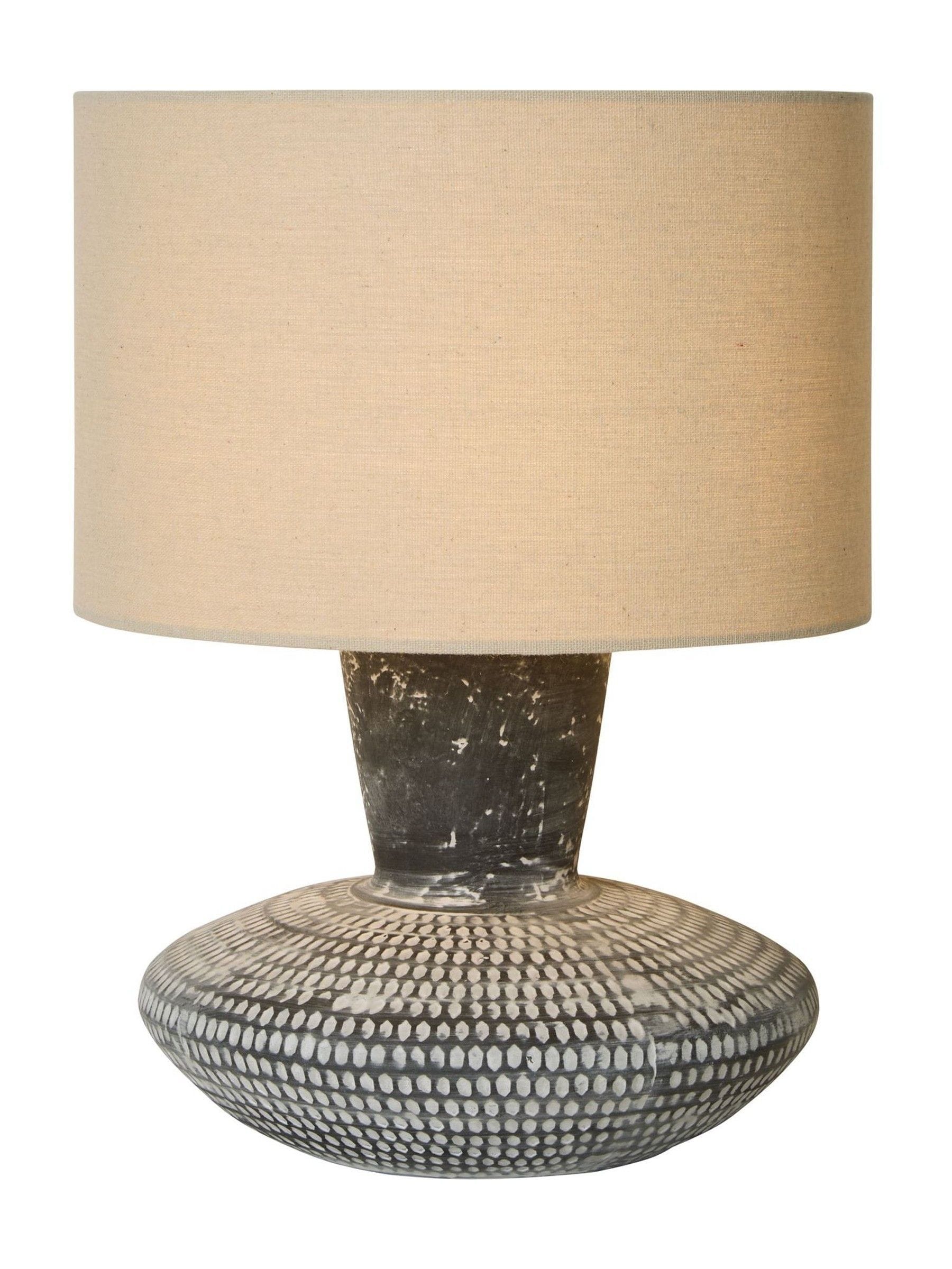 Searchlight Marrakesh table lamp with ceramic and fabric shade, UK version
