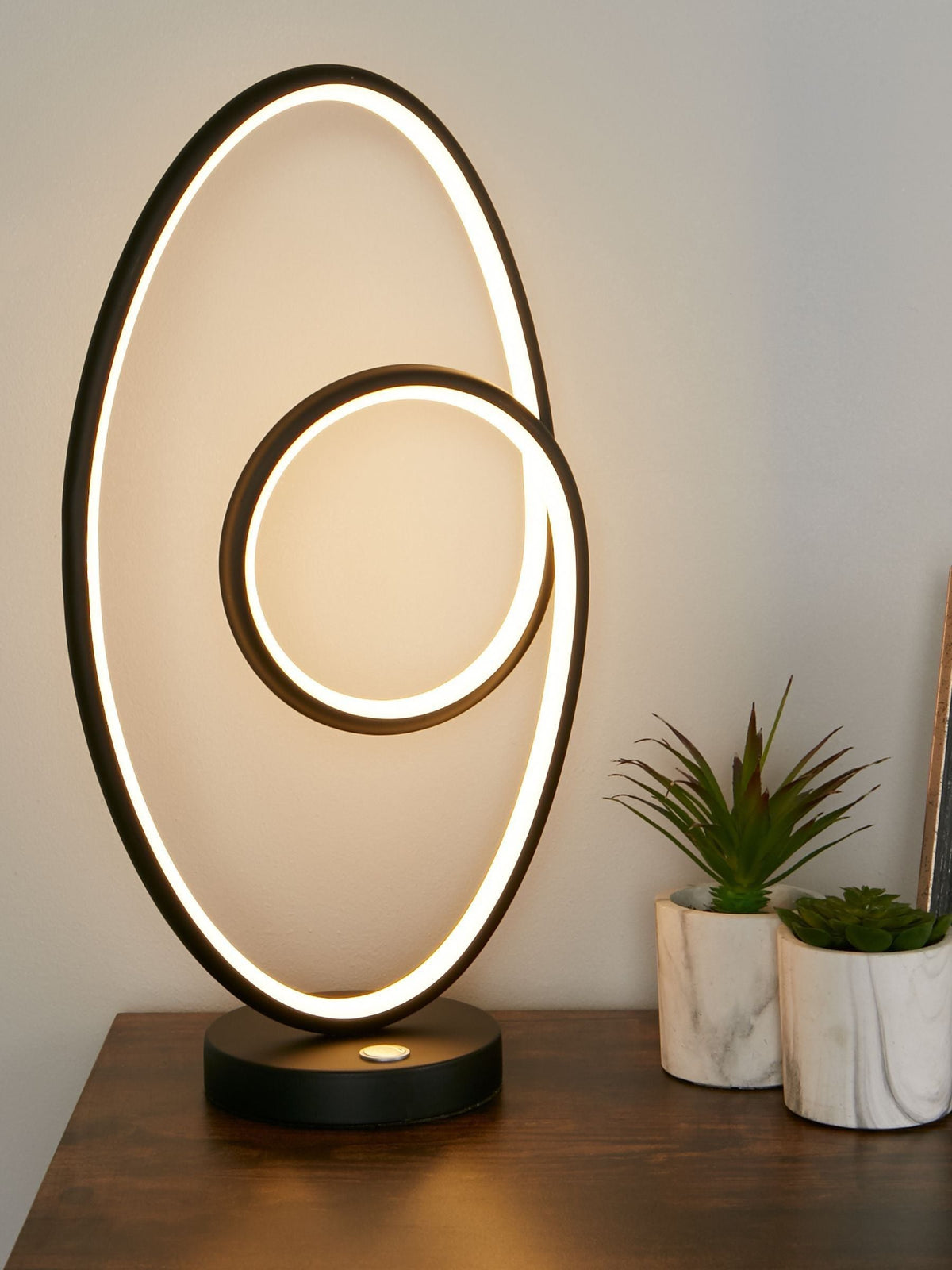 Searchlight black and white LED touch table lamp 47cm, UK version