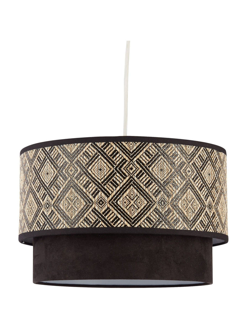 Searchlight two-tier lampshade cream black white 35.5cm, UK version