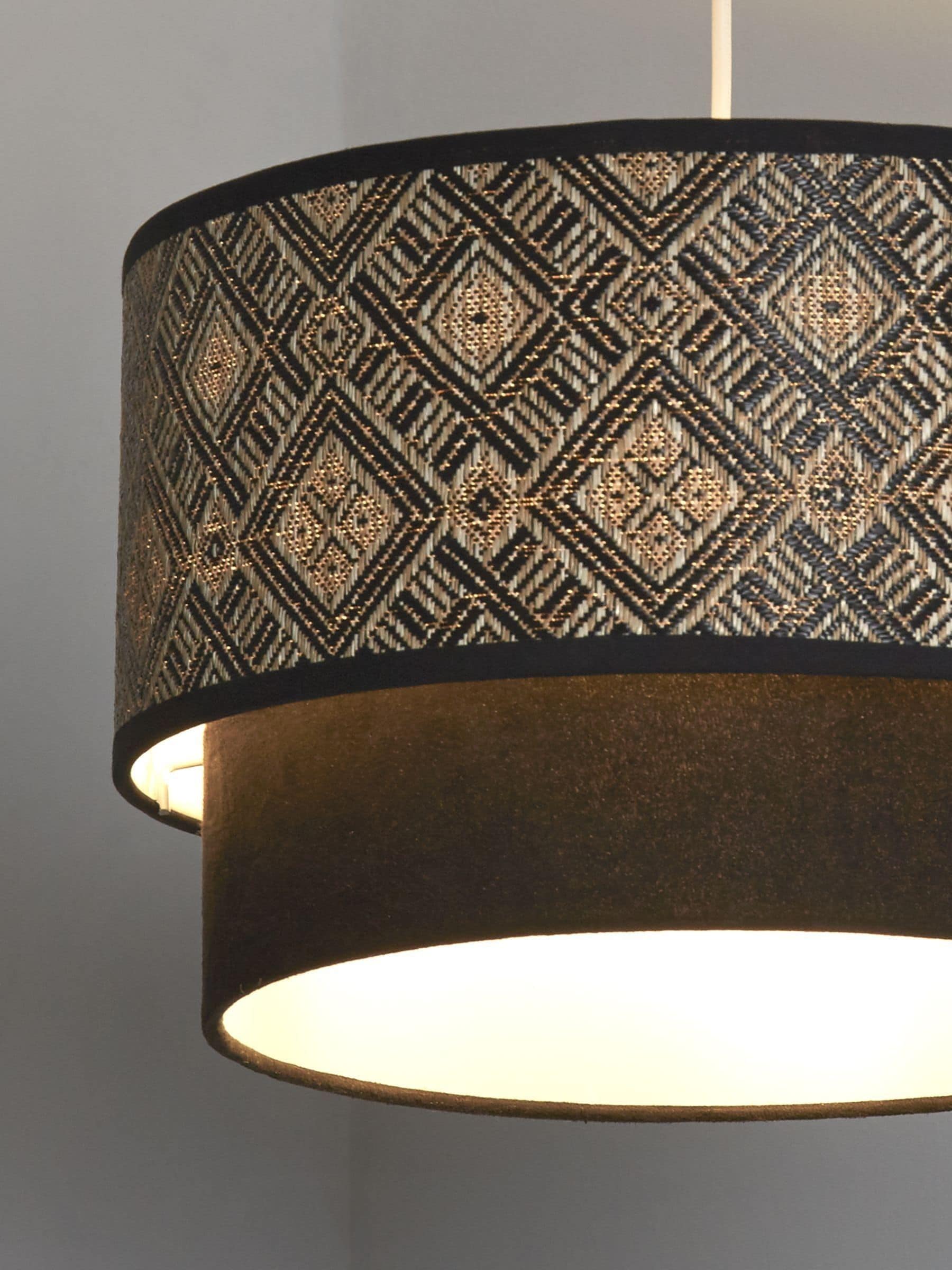 Searchlight two-tier lampshade cream black white 35.5cm, UK version
