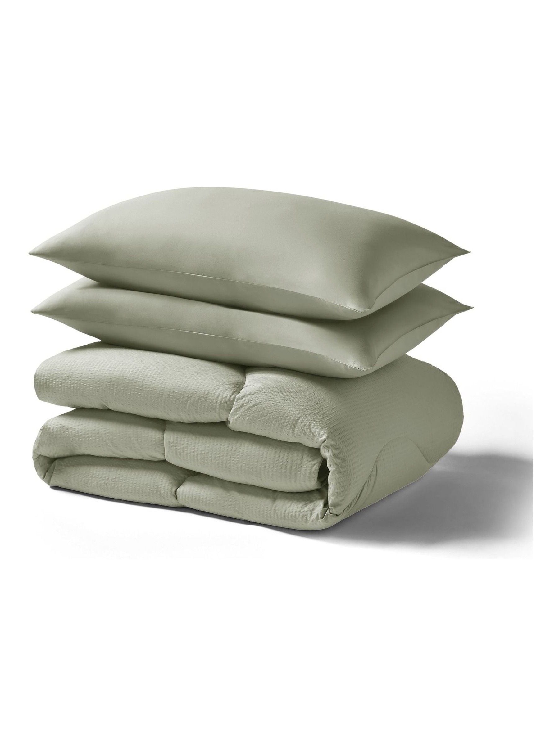 Night Lark green seersucker coverless duvet set, imported from the UK