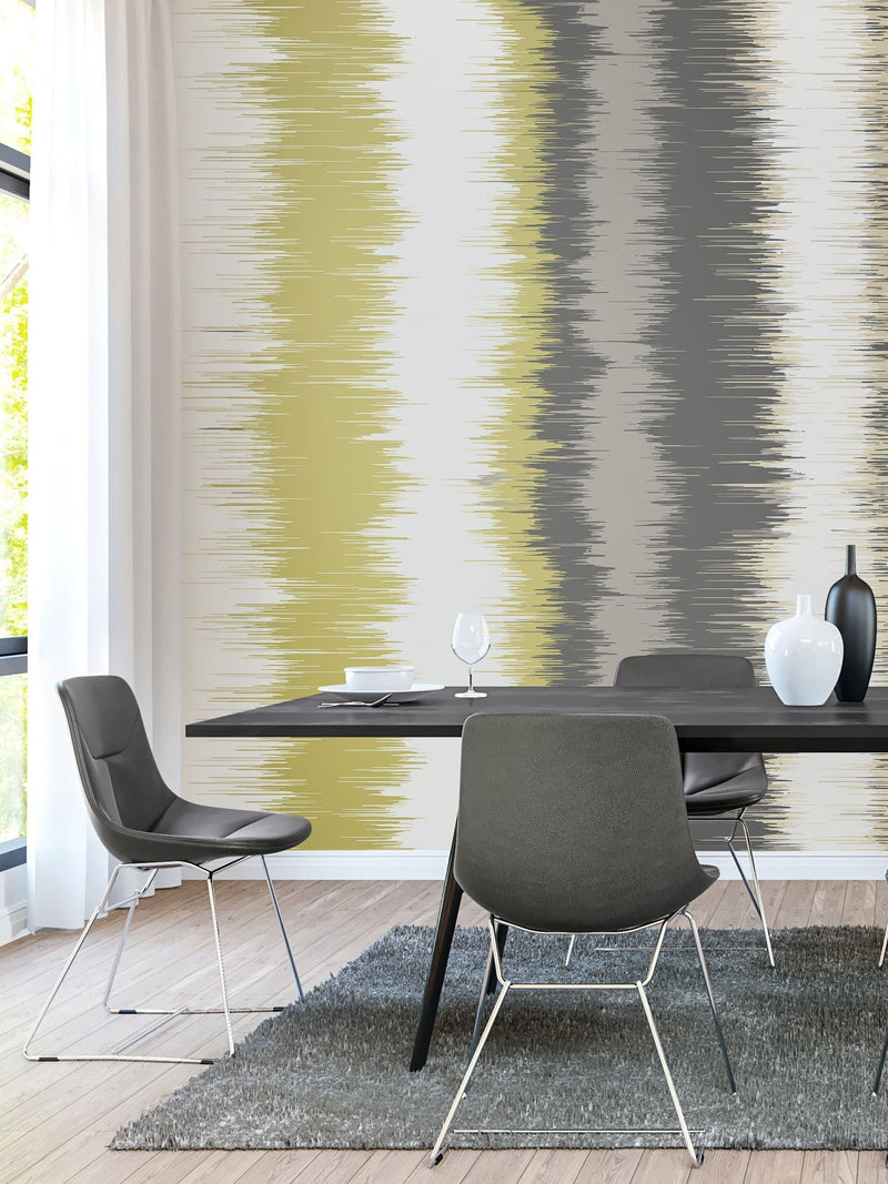 Origin Murals olive green charcoal linear stripe wall mural - British product