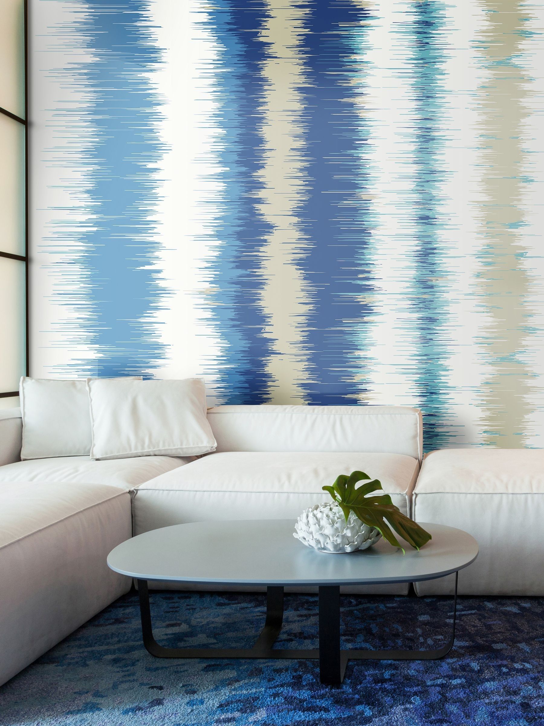 Origin Murals Olive Green and Charcoal Linear Stripe Wall Mural 2.8m x 3.5m