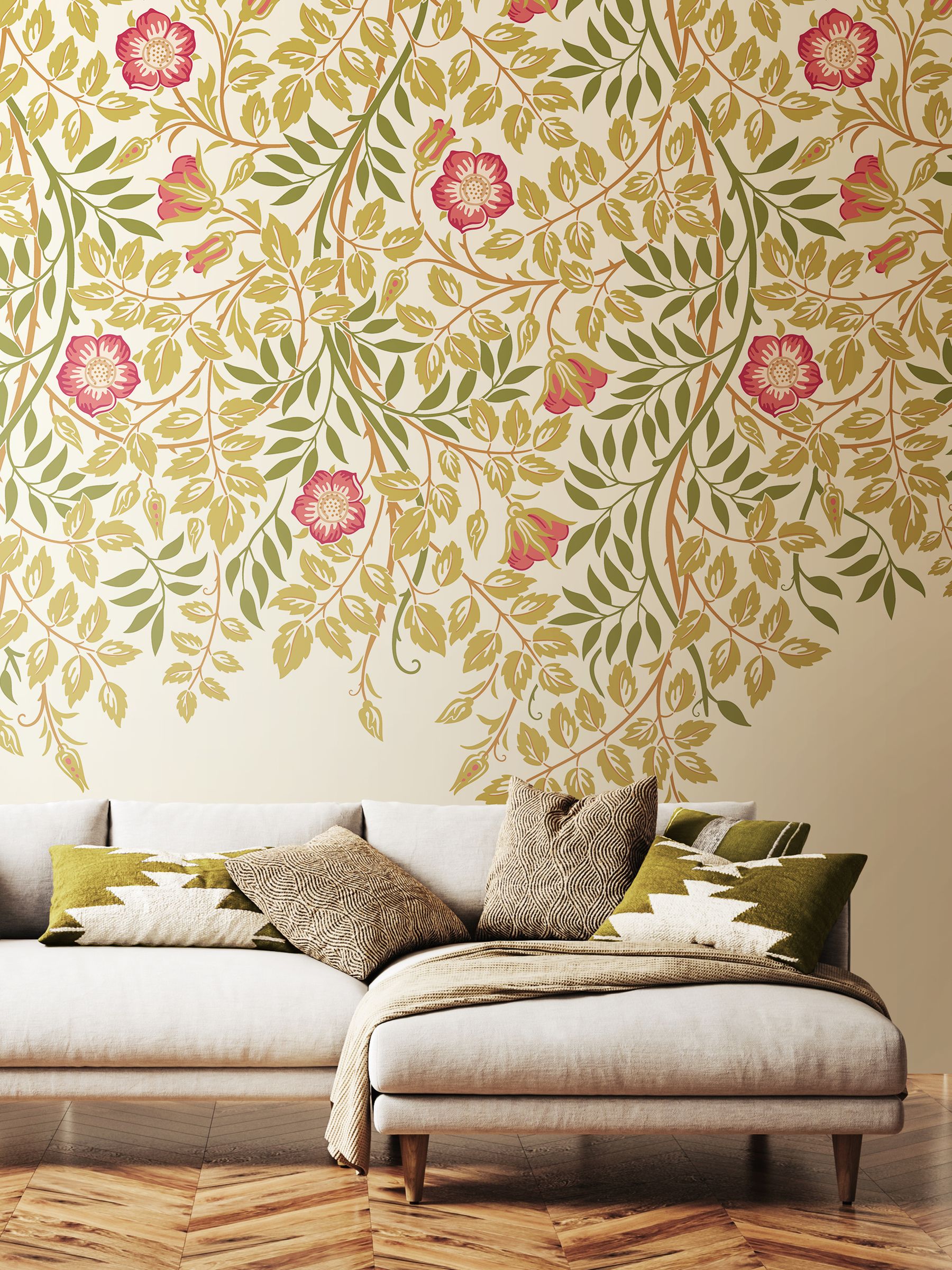Origin Murals Rose Pink Cascading Rosehip 2.8m x 3.5m Wall Mural