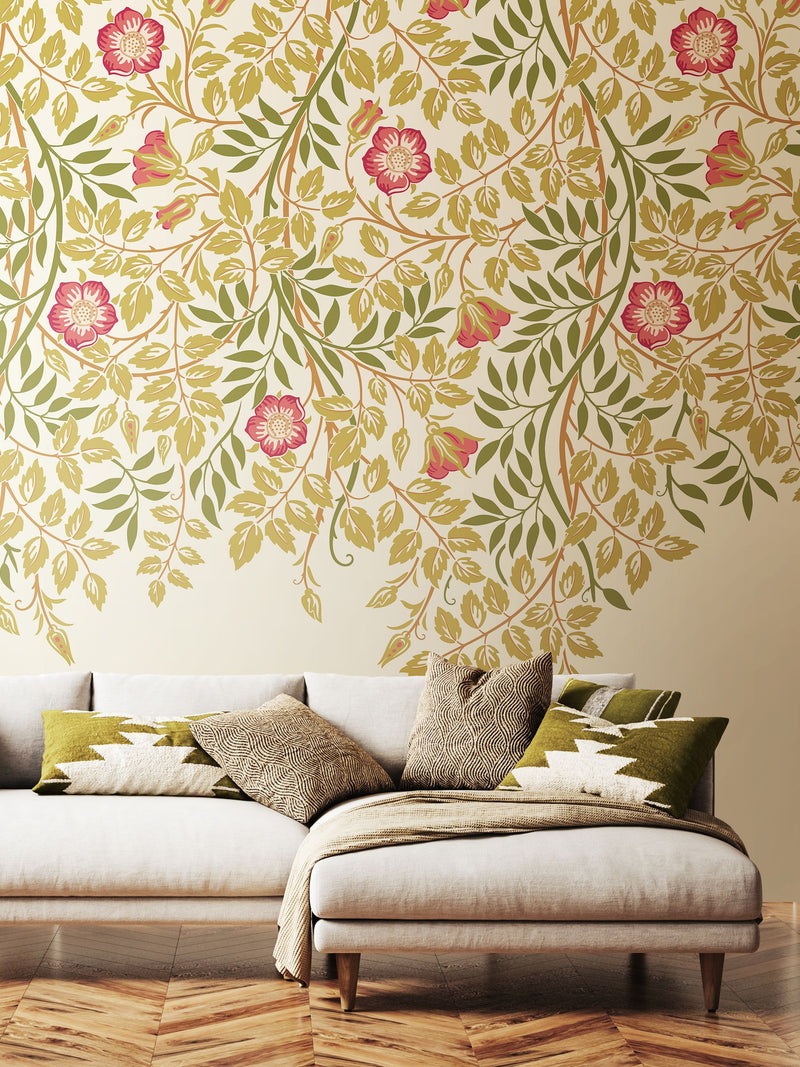 Origin Murals Rose Pink Cascading Rosehip 2.8m x 3.5m Wall Mural