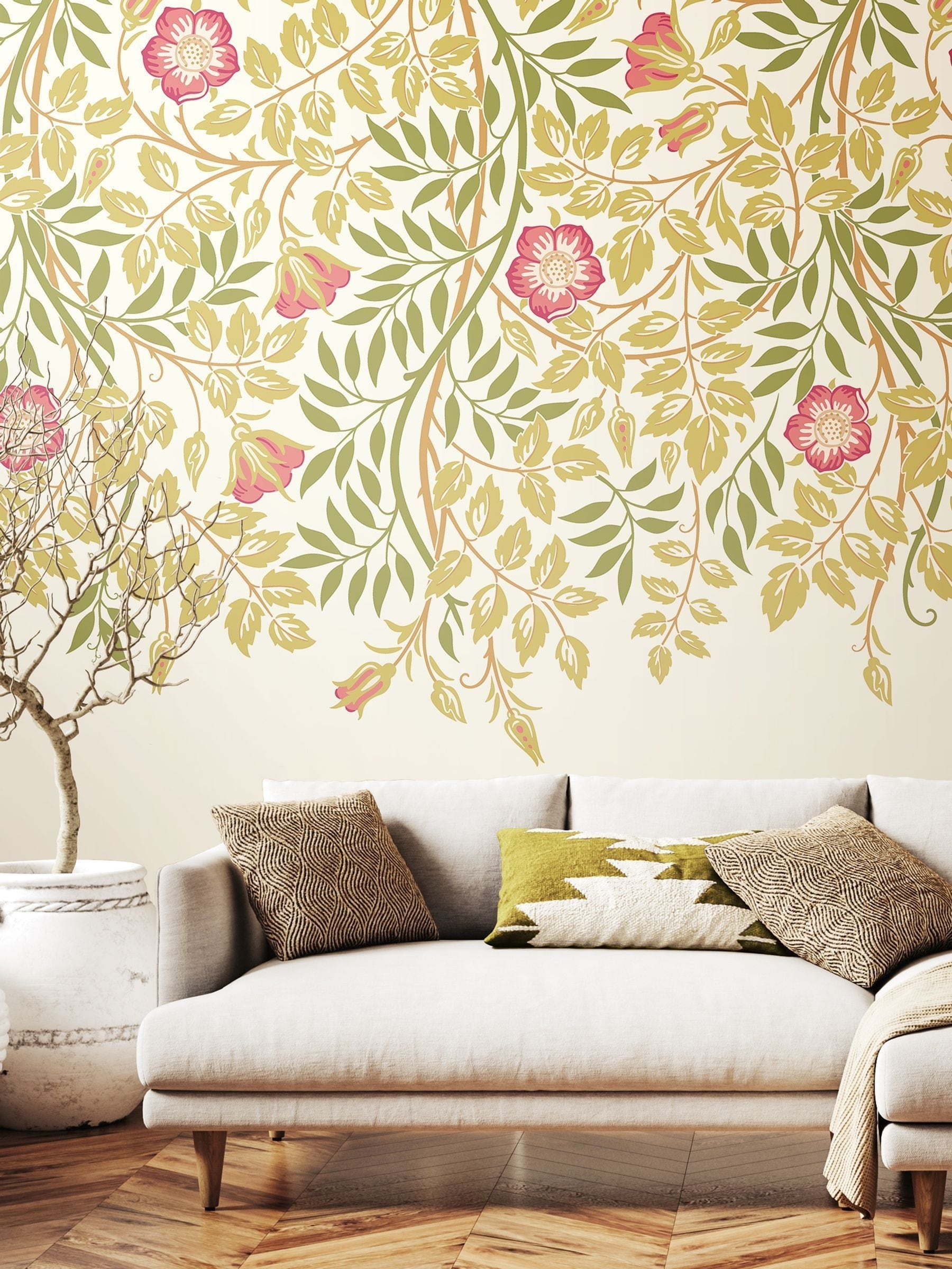 Origin Murals Rose Pink Cascading Rosehip 2.8m x 3.5m Wall Mural