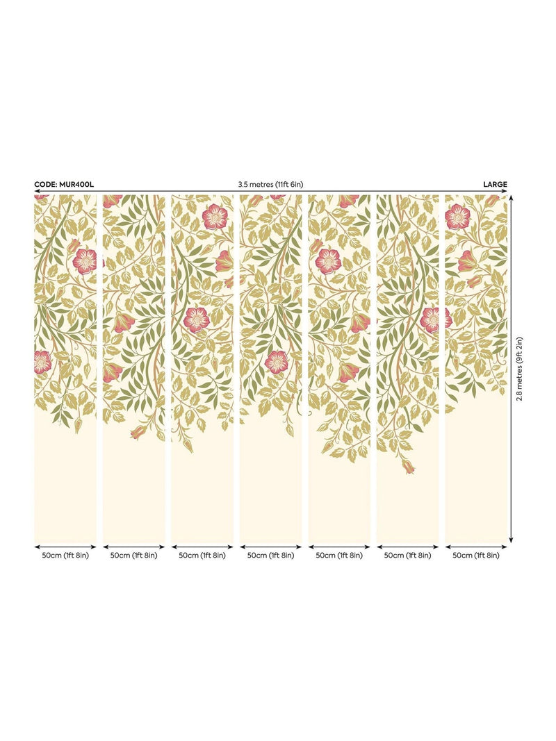 Origin Murals Rose Pink Cascading Rosehip 2.8m x 3.5m Wall Mural