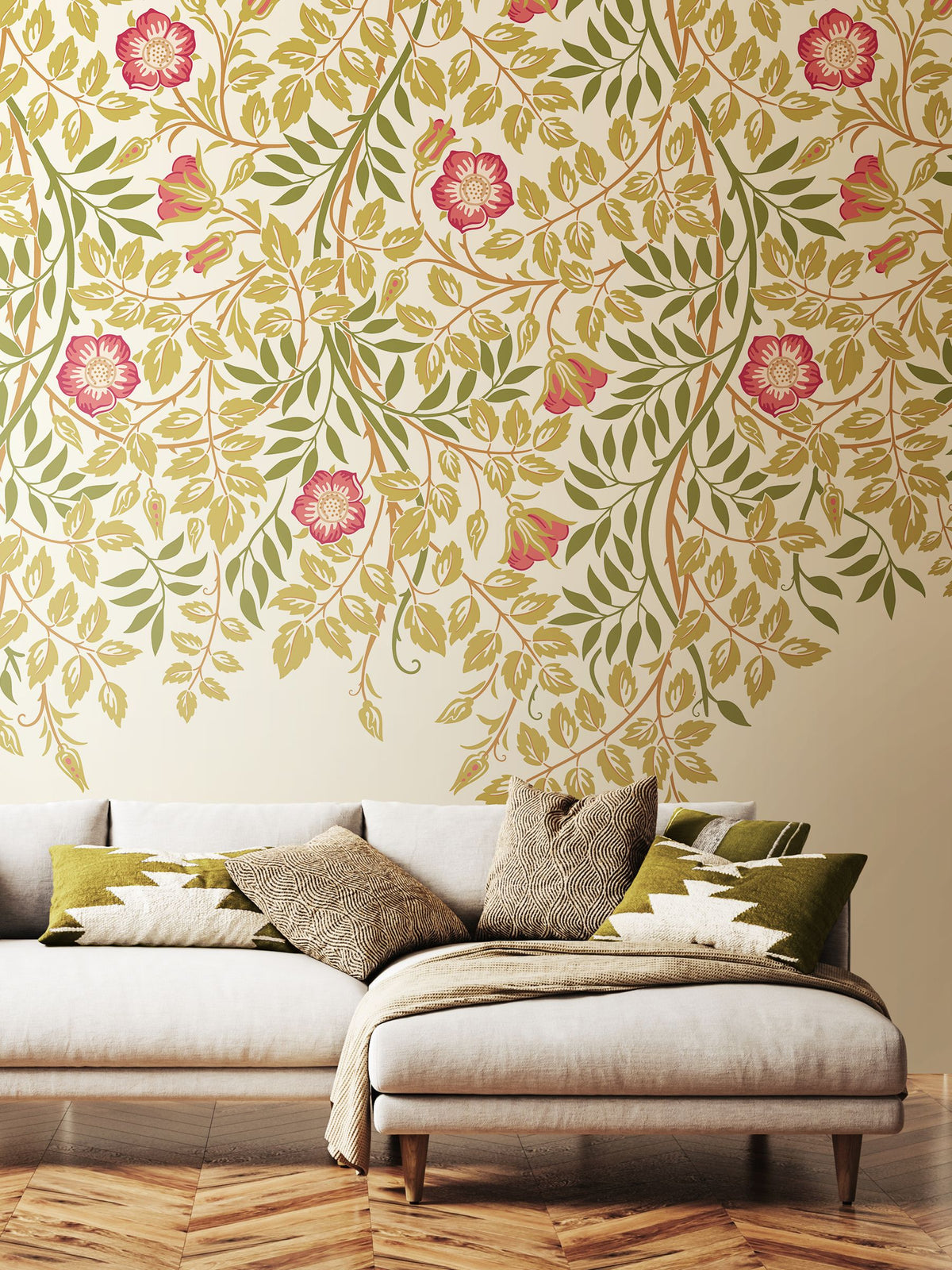 Origin Murals Rose Pink Cascading Rosehip 2.8m x 3.5m Wall Mural