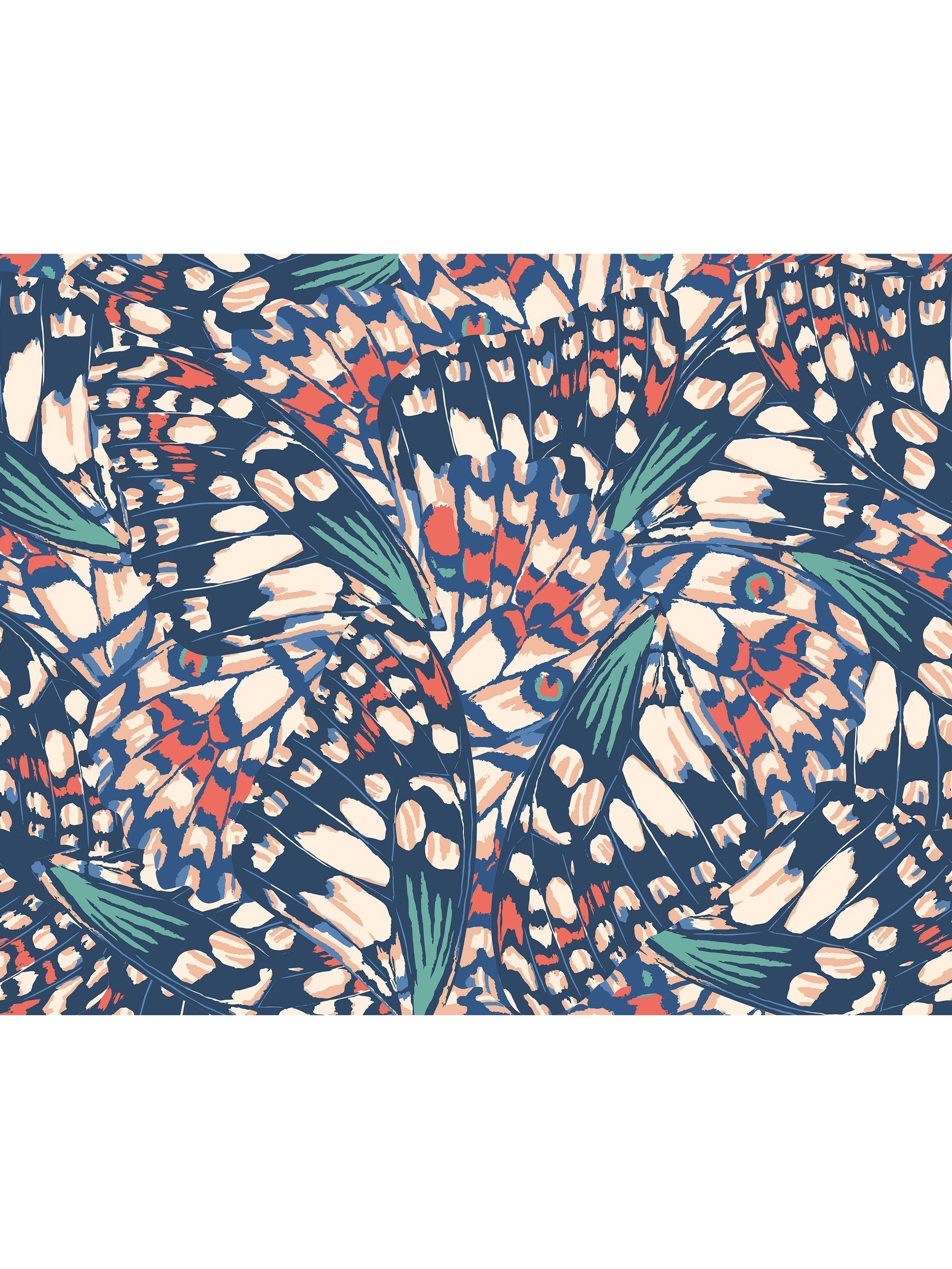 Origin Murals Navy Blue and Coral Butterfly Wings 2.8m x 3.5m Wall Mural