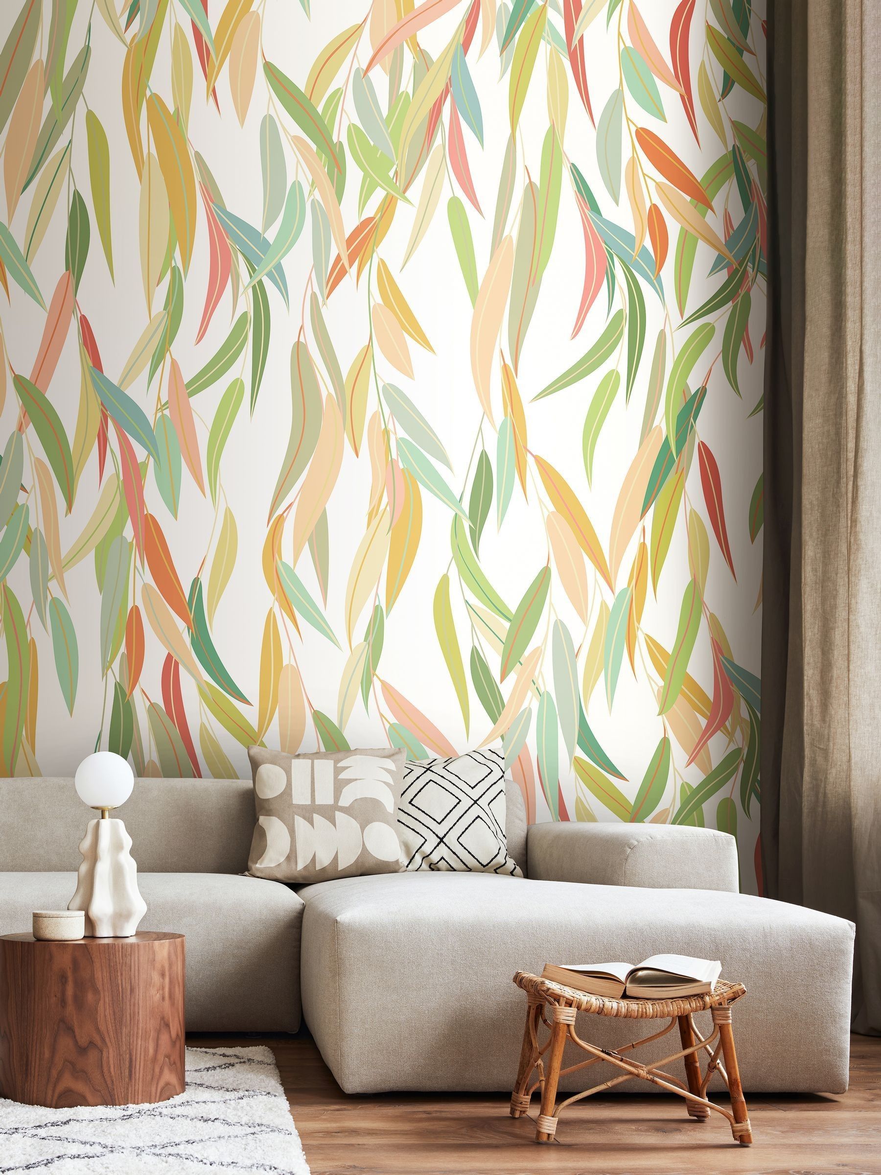 Origin Murals Apple Green Willow Leaves 2.8m x 3.5m Wall Mural