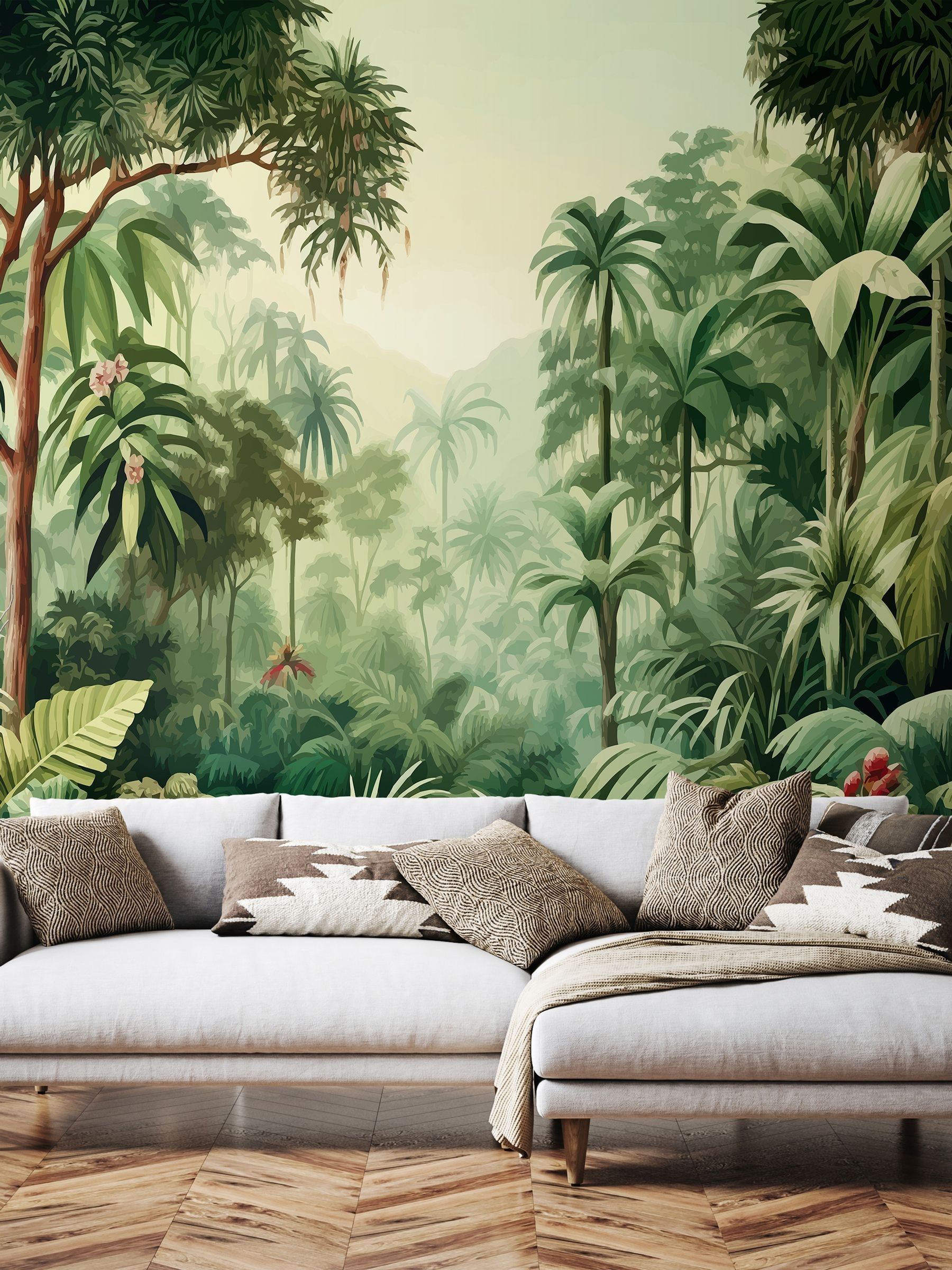 Origin Murals Green Jungle Trees 2.8m x 3.5m Wall Mural